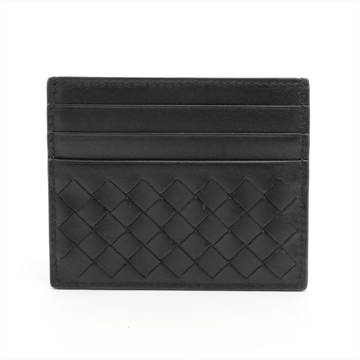 Intrecciato Leather Card Case Black — view 2