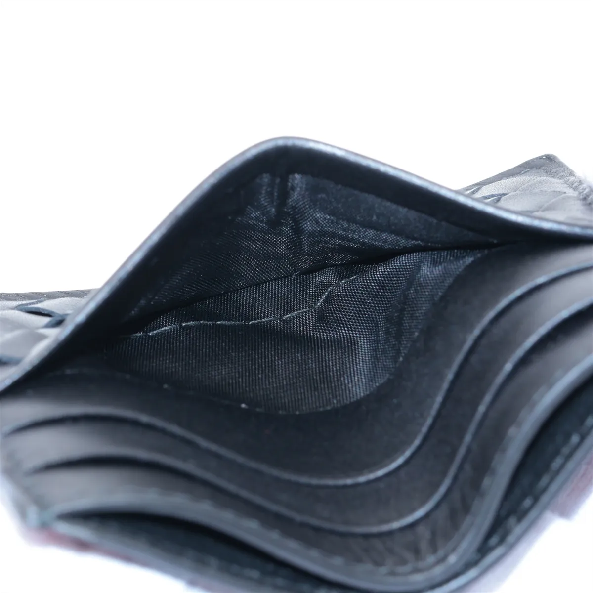 Intrecciato Leather Card Case Black — view 3