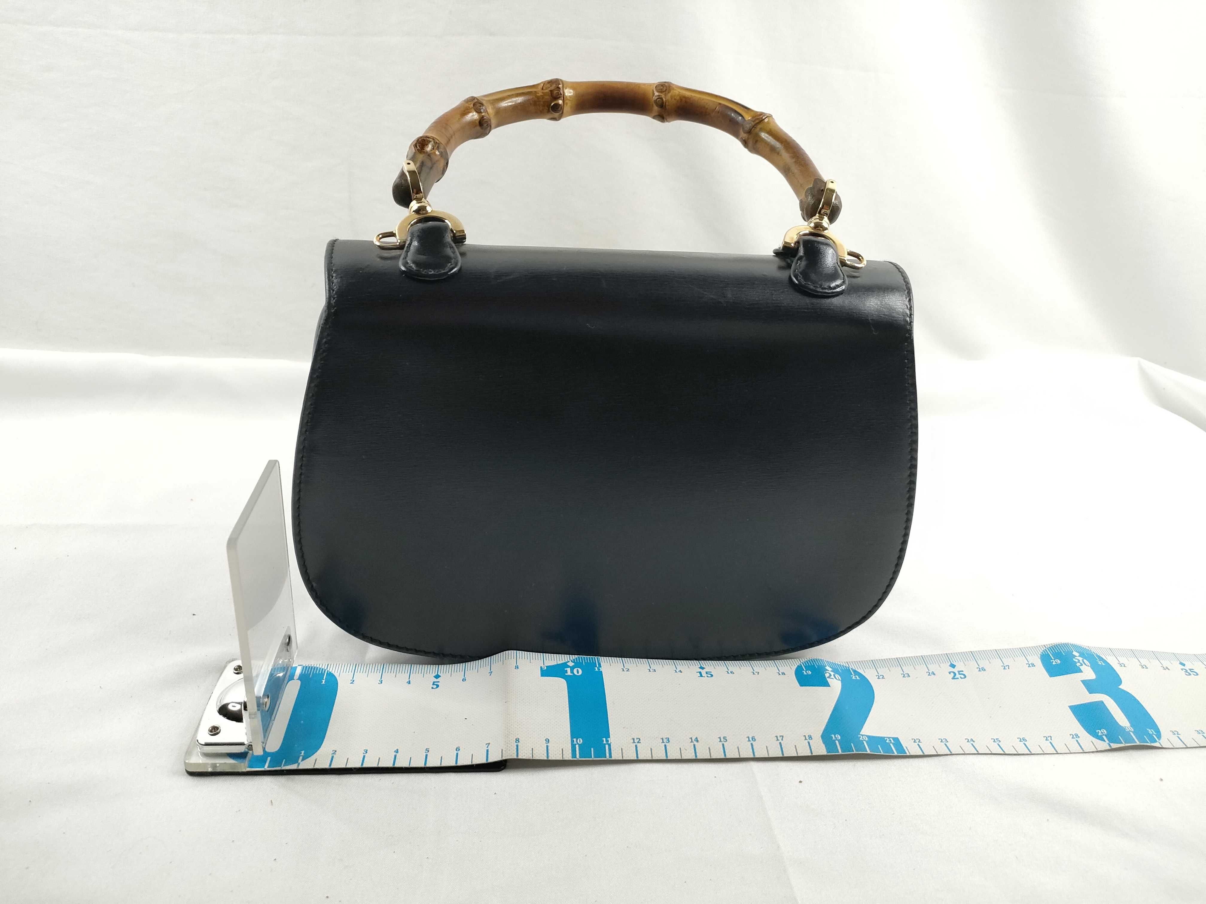 Bamboo Handbag, Turnlock Leather, Black Handbag — view 2