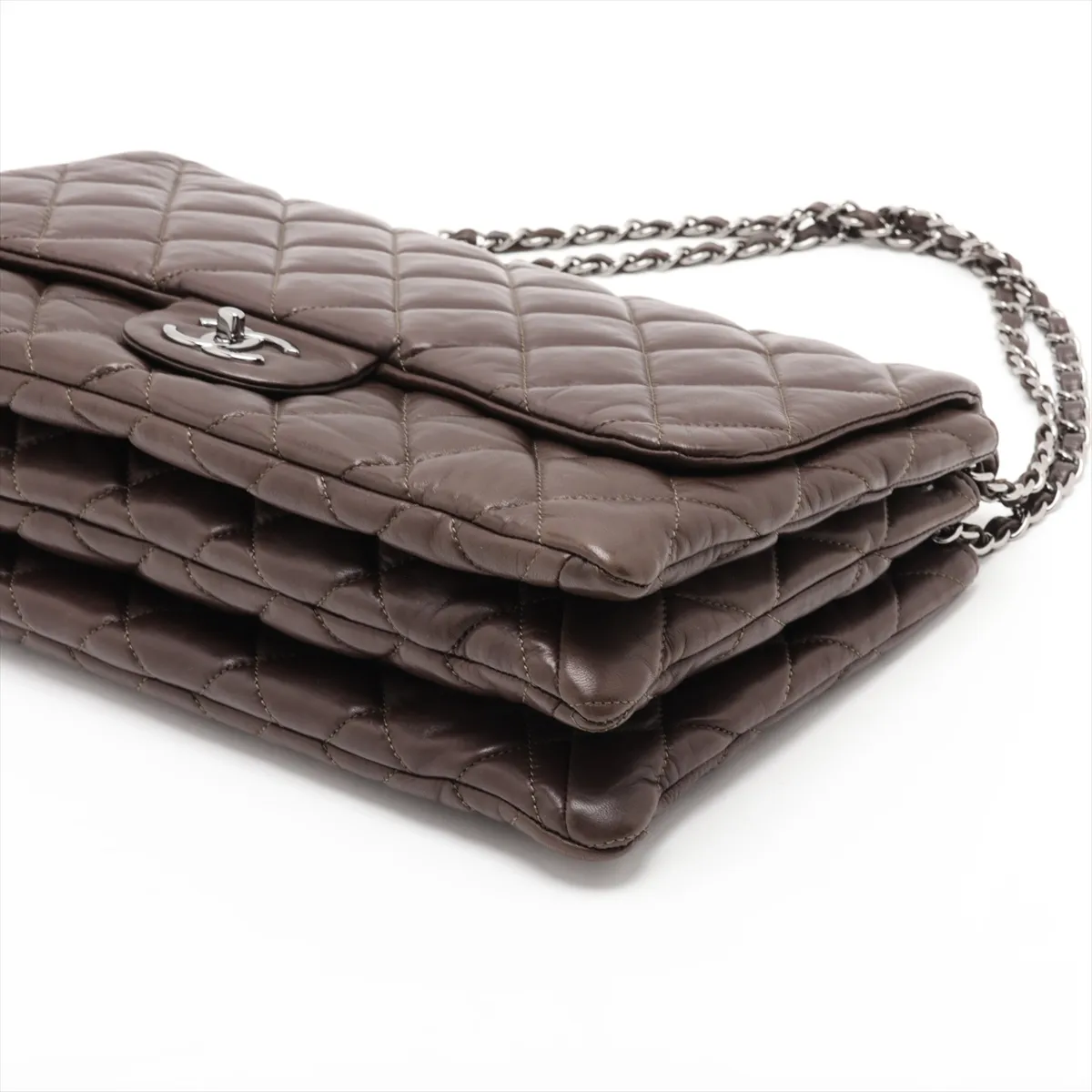 Matelassé Lambskin Chain Shoulder Bag, Black with Silver Hardware, Item No. 14266427 (Serial No. 14) — view 3