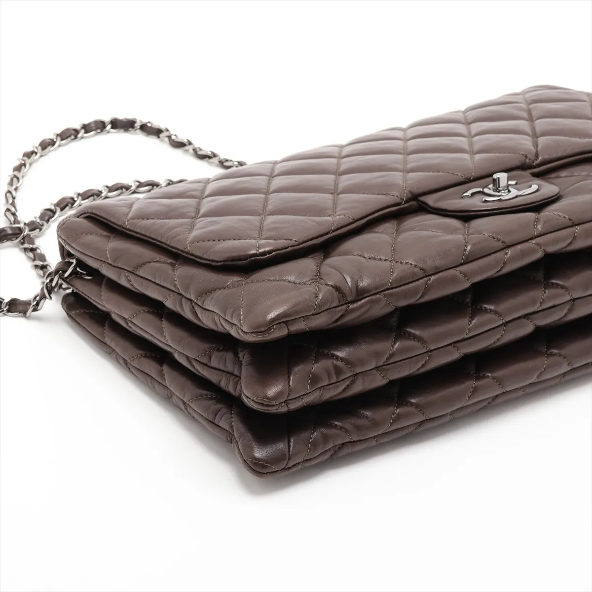 Matelassé Lambskin Chain Shoulder Bag, Black with Silver Hardware, Item No. 14266427 (Serial No. 14) — view 4
