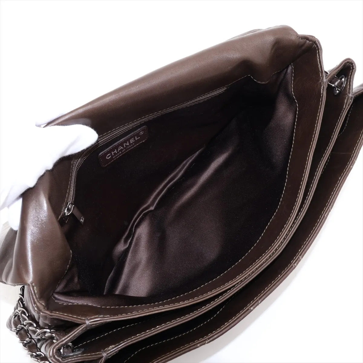Matelassé Lambskin Chain Shoulder Bag, Black with Silver Hardware, Item No. 14266427 (Serial No. 14) — view 7