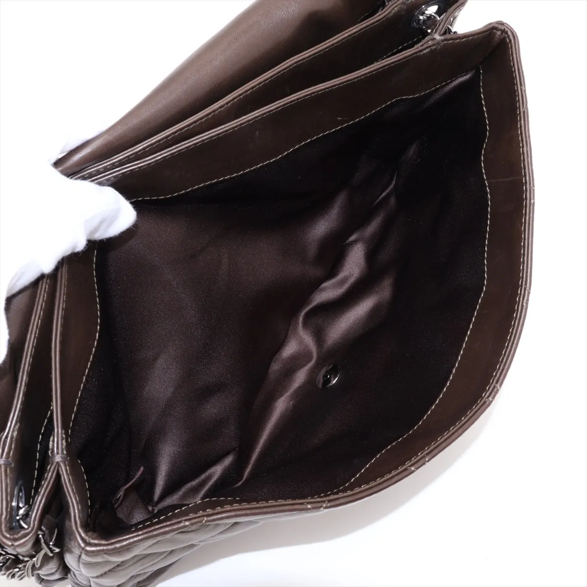 Matelassé Lambskin Chain Shoulder Bag, Black with Silver Hardware, Item No. 14266427 (Serial No. 14) — view 10