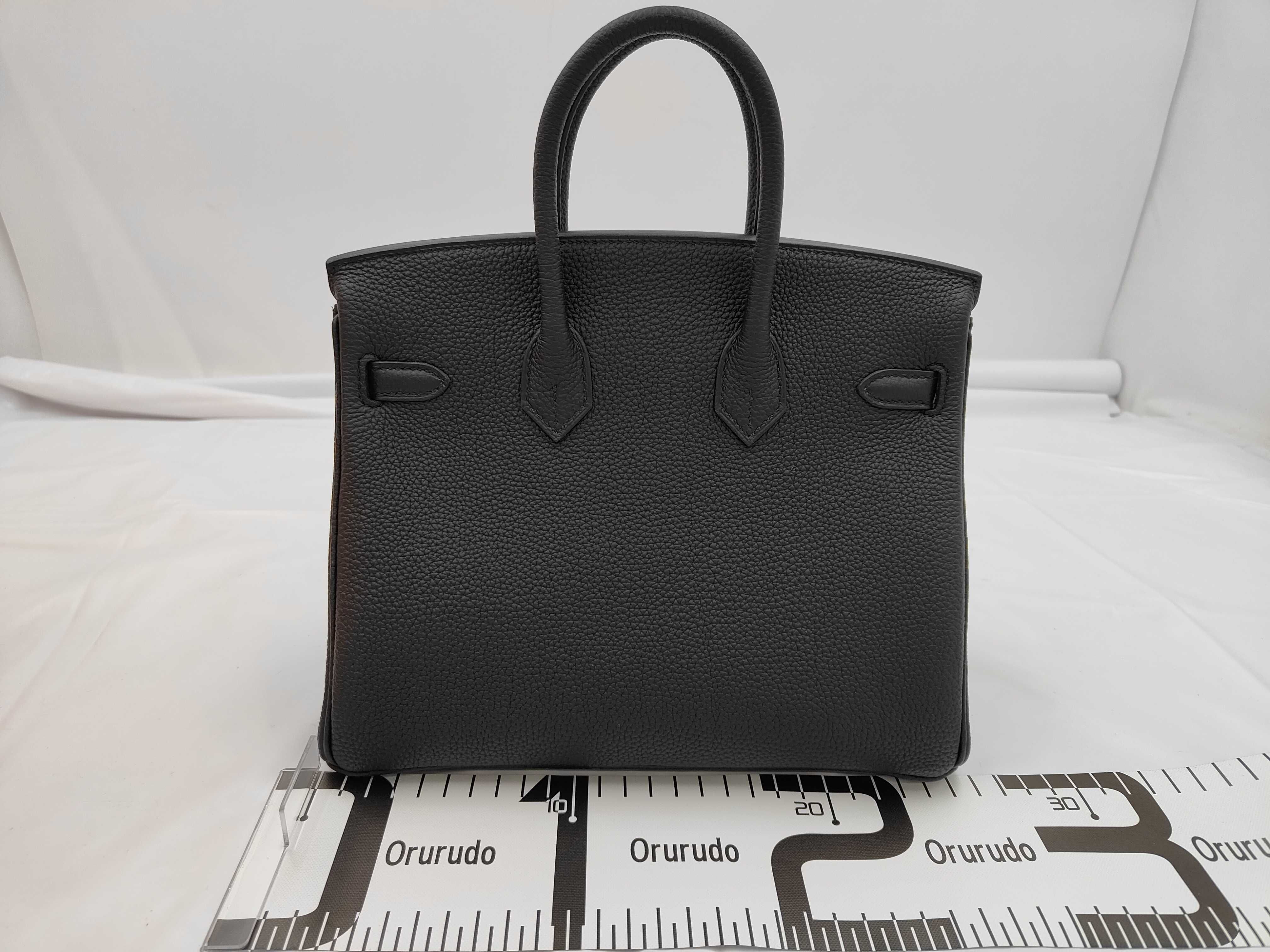 Birkin 25 Black Silver Hardware G Stamp Handbag — view 2
