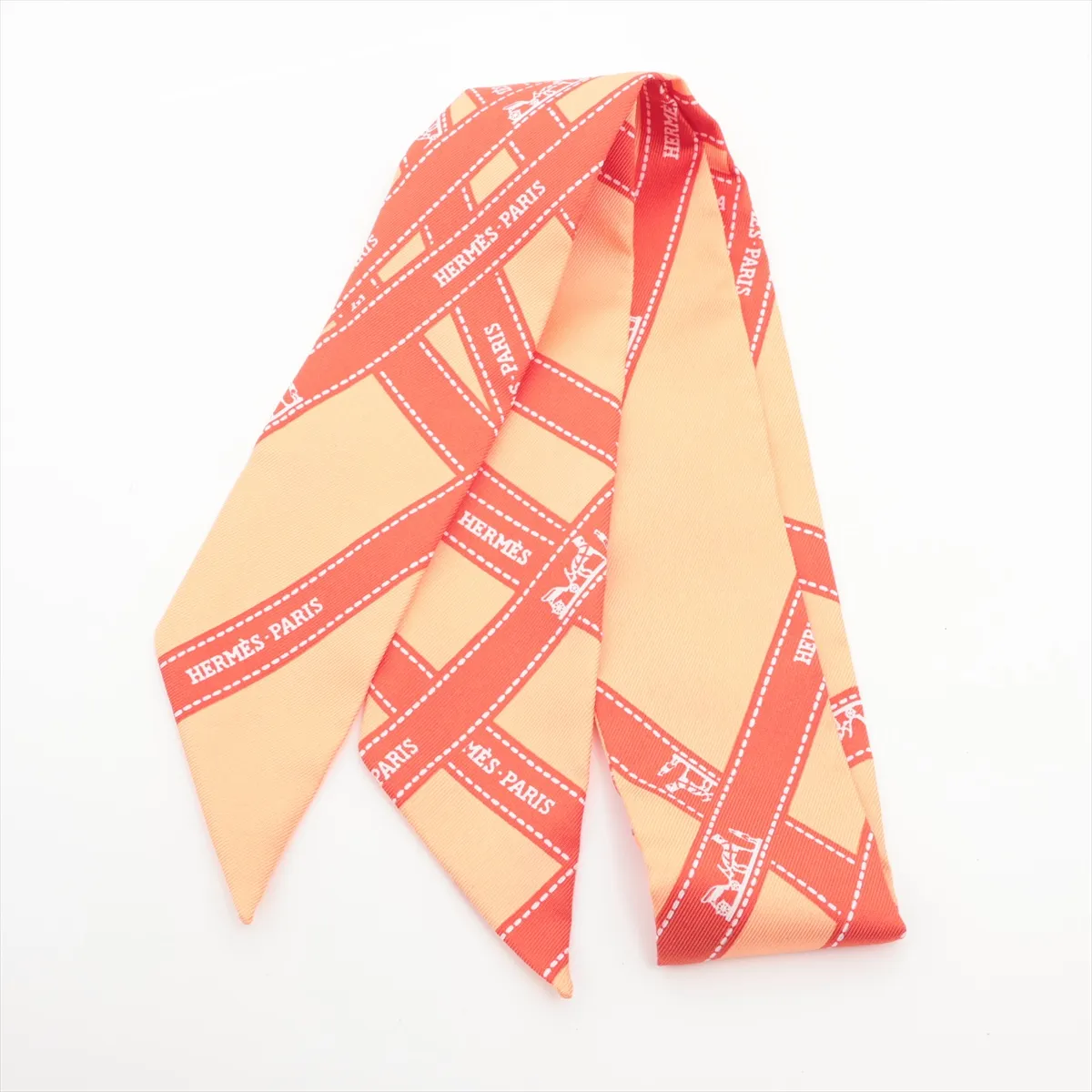 Twilly Bolduc Ribbon Scarf, Silk, Orange,