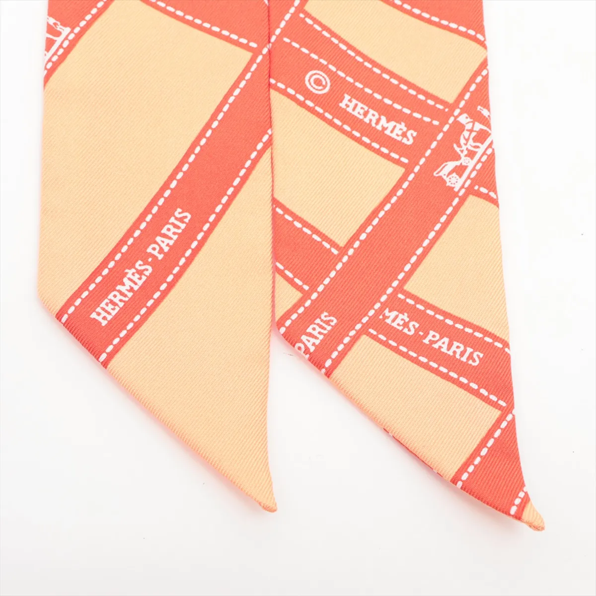 Twilly Bolduc Ribbon Scarf, Silk, Orange, — view 2