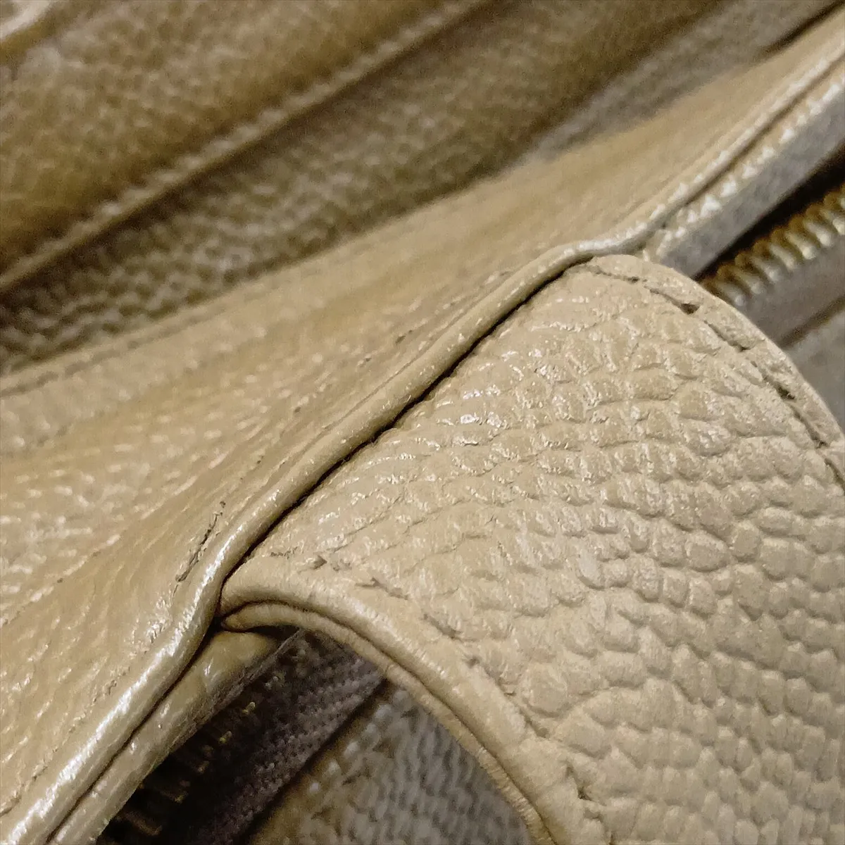 Coco Mark Caviar Skin Shoulder Bag, Beige with Gold Hardware, 4549772, Series 4 — view 14