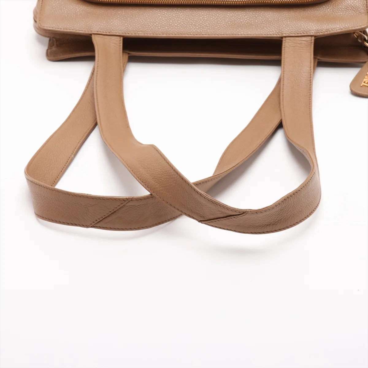 Coco Mark Caviar Skin Shoulder Bag, Beige with Gold Hardware, 4549772, Series 4 — view 5