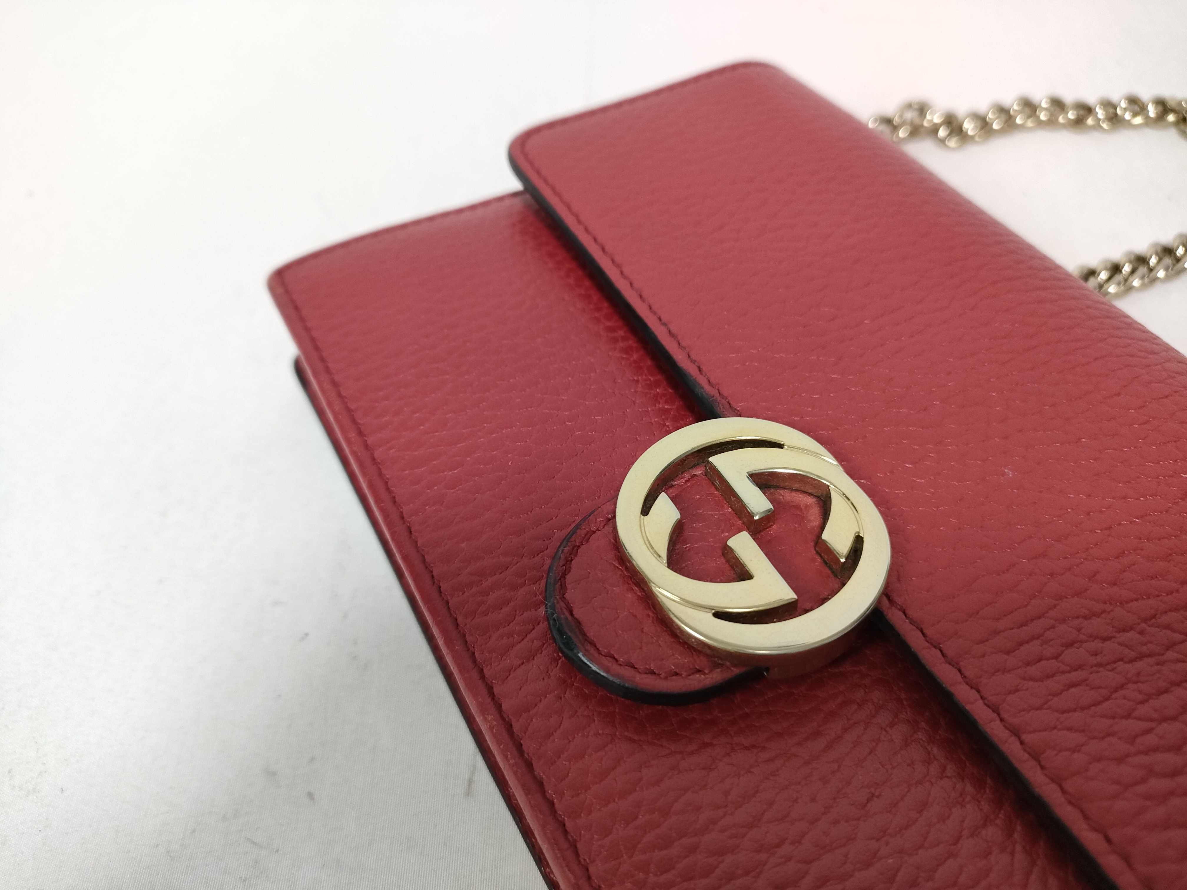Chain Wallet 510314 Interlocking G Leather Red Shoulder Bag — view 7
