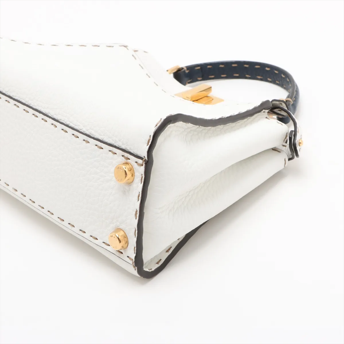Mini Peekaboo Leather 2WAY Handbag White x Navy 8BN244 — view 3