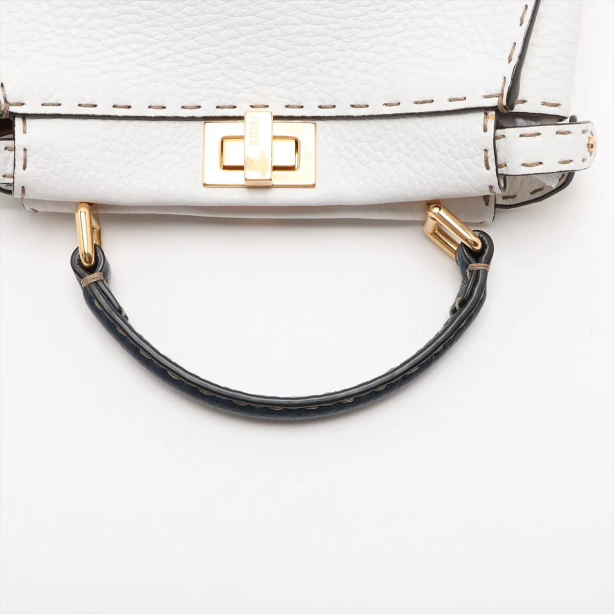 Mini Peekaboo Leather 2WAY Handbag White x Navy 8BN244 — view 5