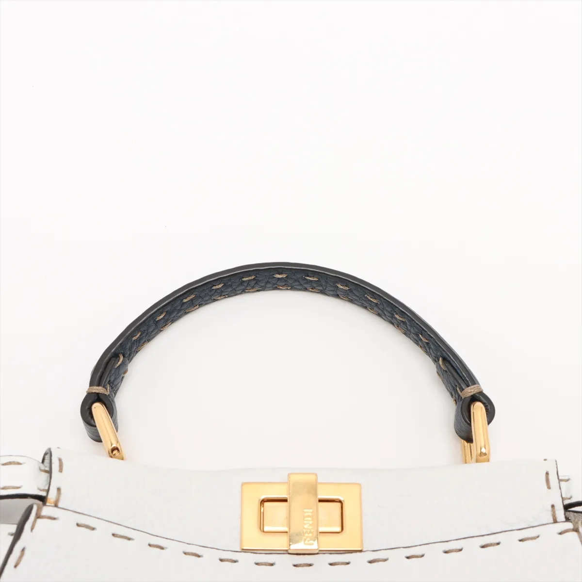Mini Peekaboo Leather 2WAY Handbag White x Navy 8BN244 — view 6