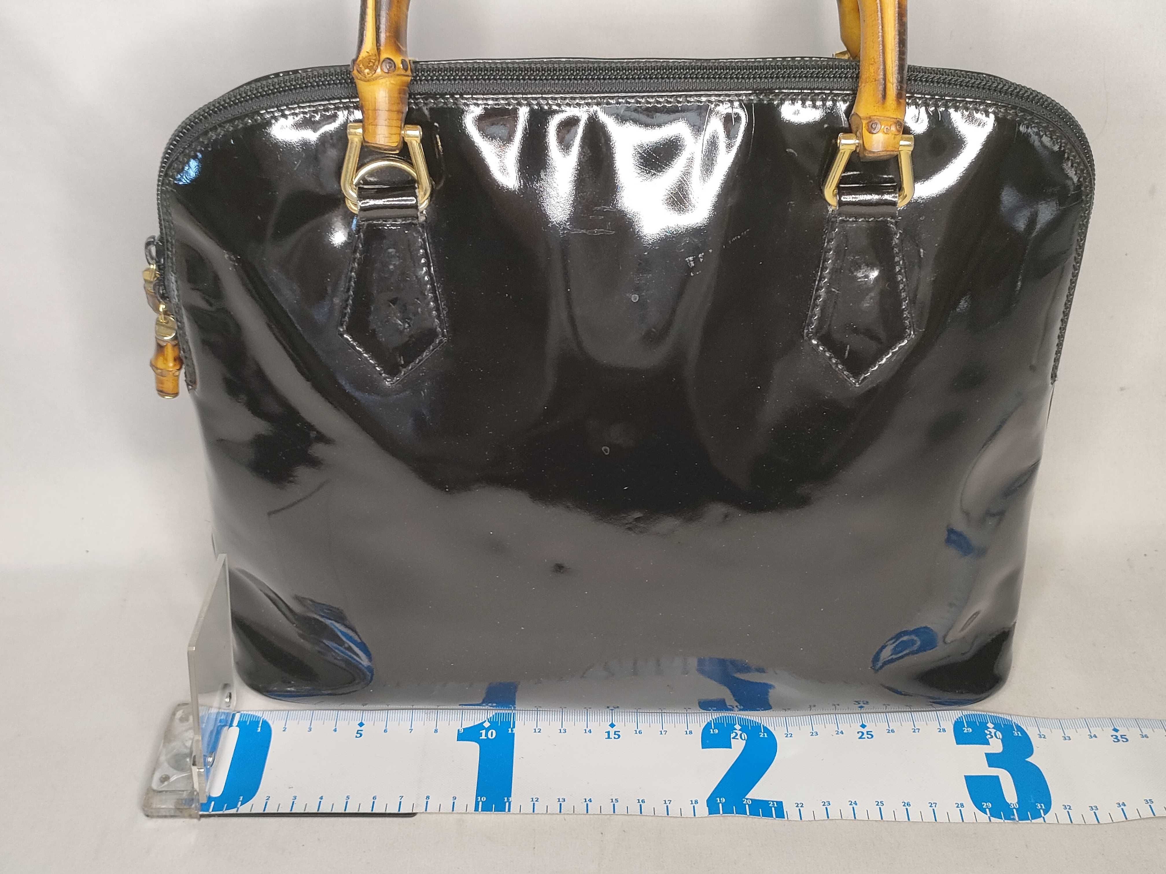 Bamboo Shoulder Bag Handbag Patent Leather Black (000 1186 0289) — view 2
