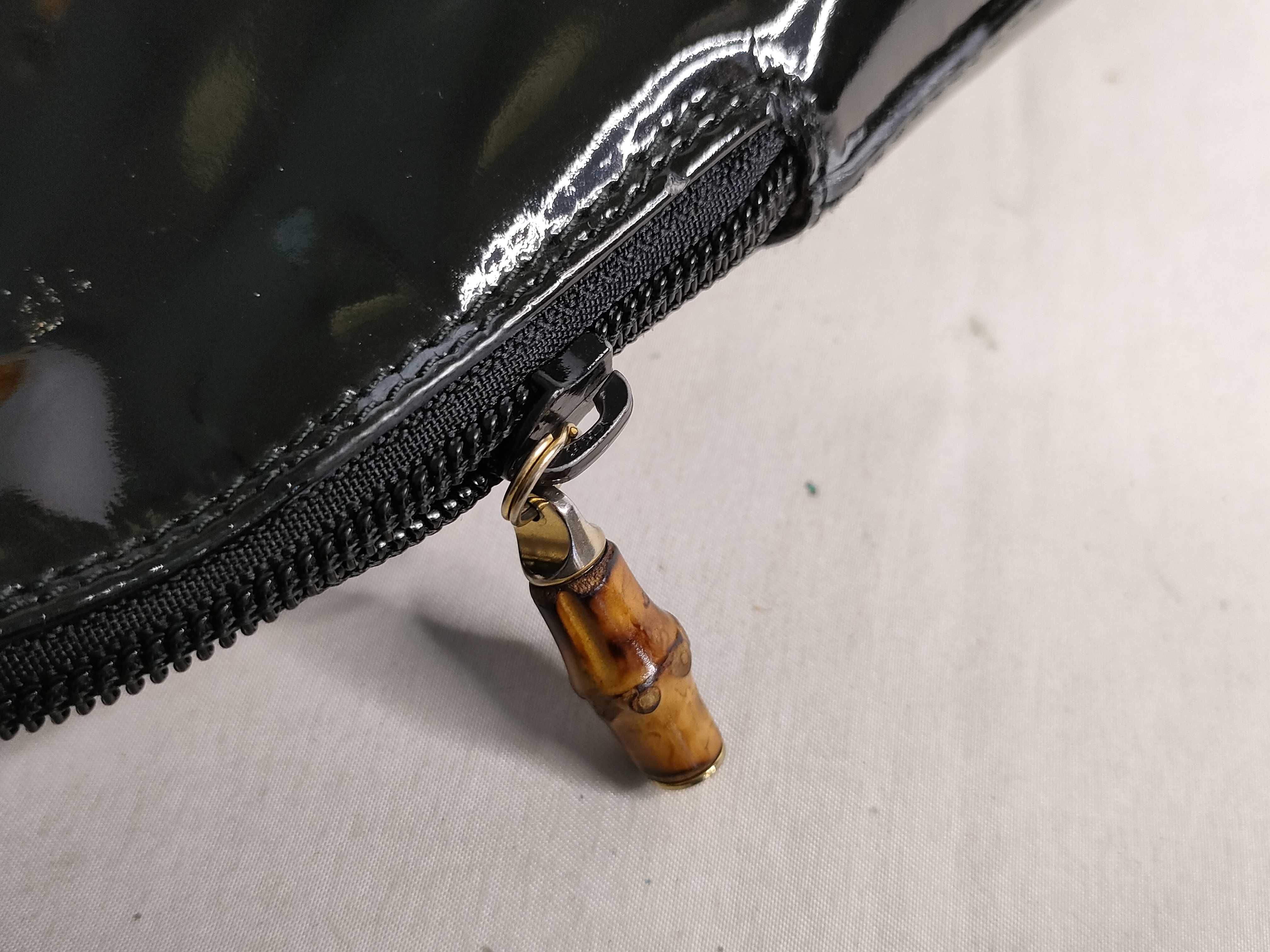 Bamboo Shoulder Bag Handbag Patent Leather Black (000 1186 0289) — view 14