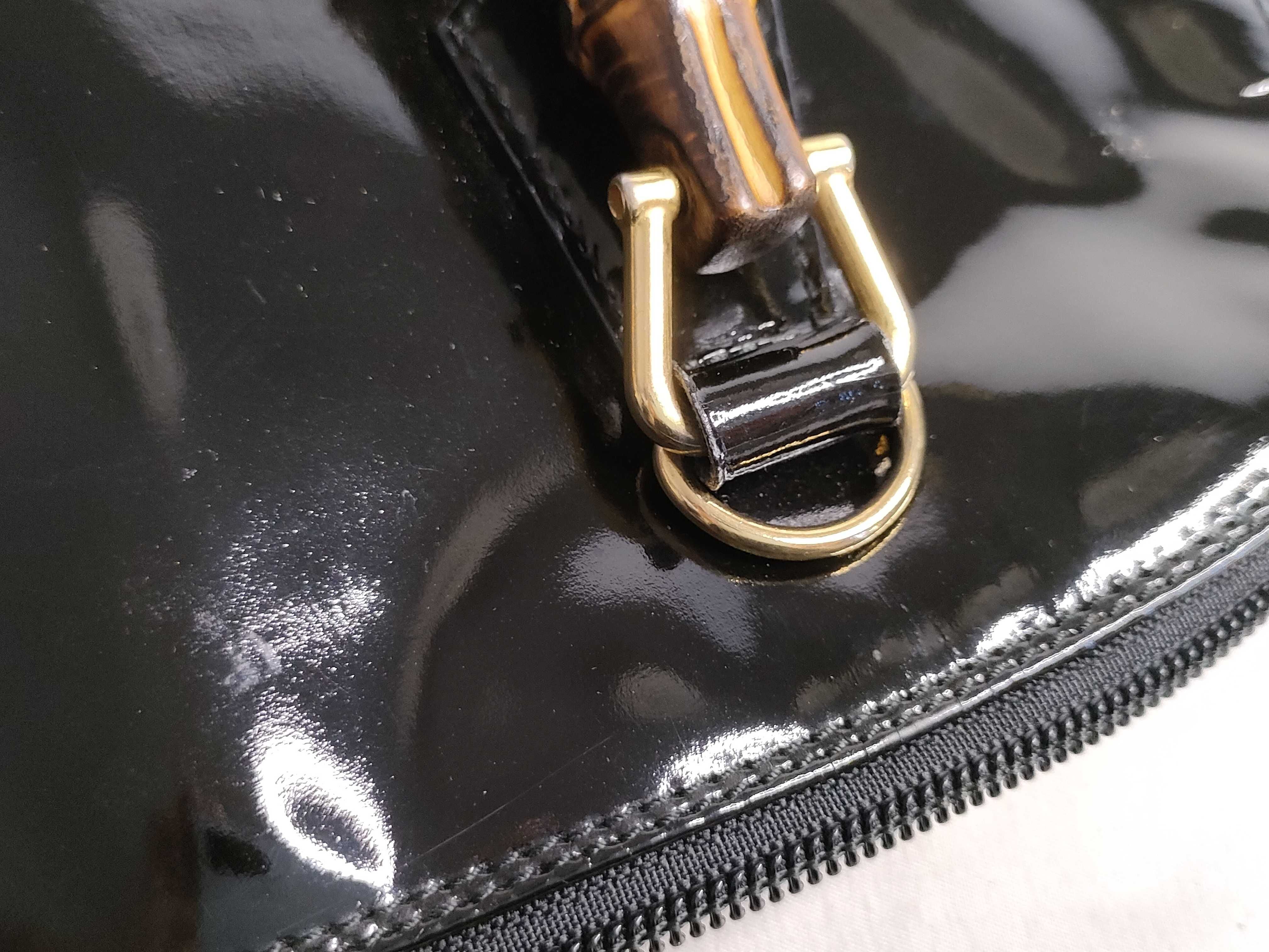 Bamboo Shoulder Bag Handbag Patent Leather Black (000 1186 0289) — view 15