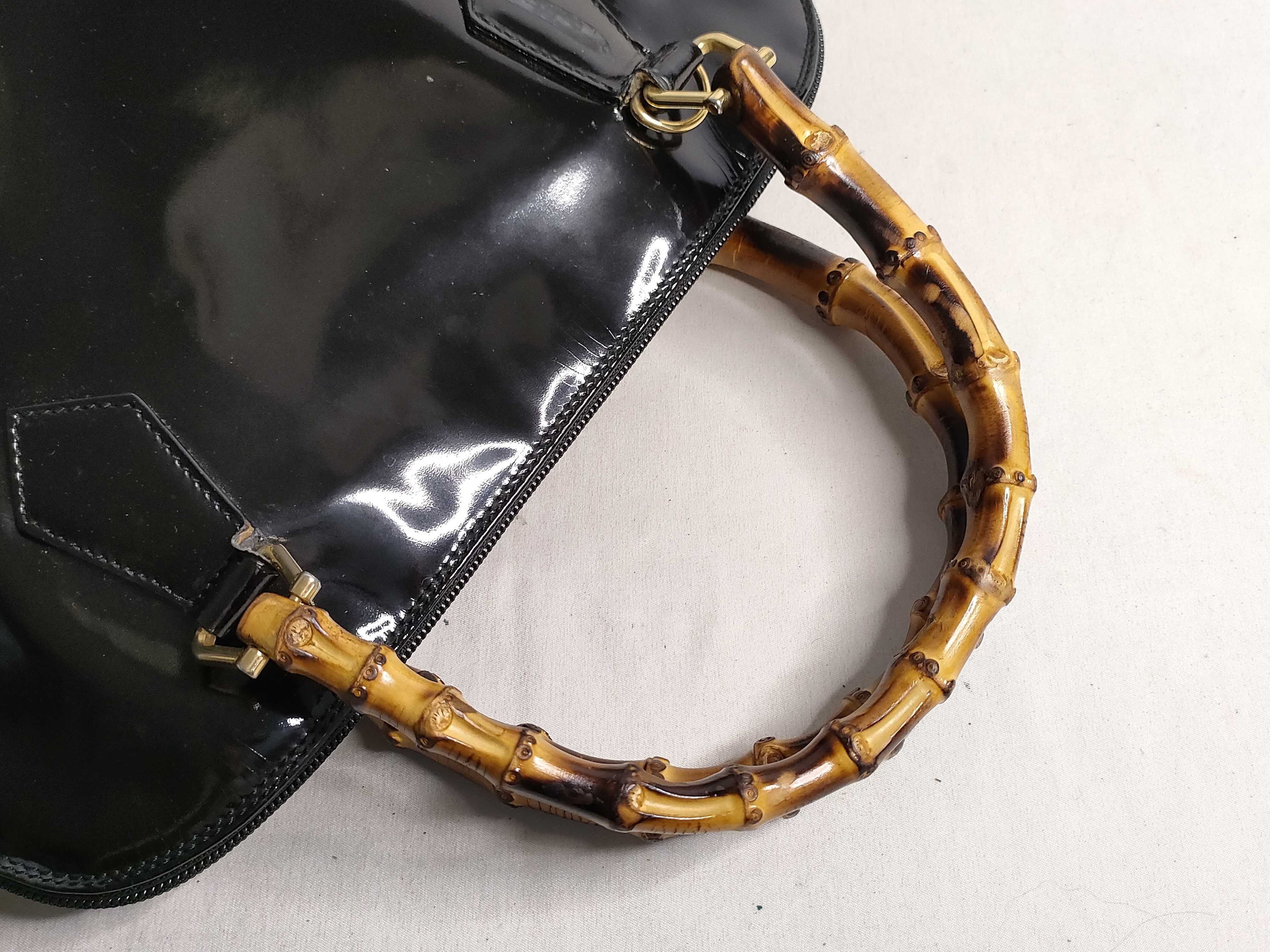 Bamboo Shoulder Bag Handbag Patent Leather Black (000 1186 0289) — view 3