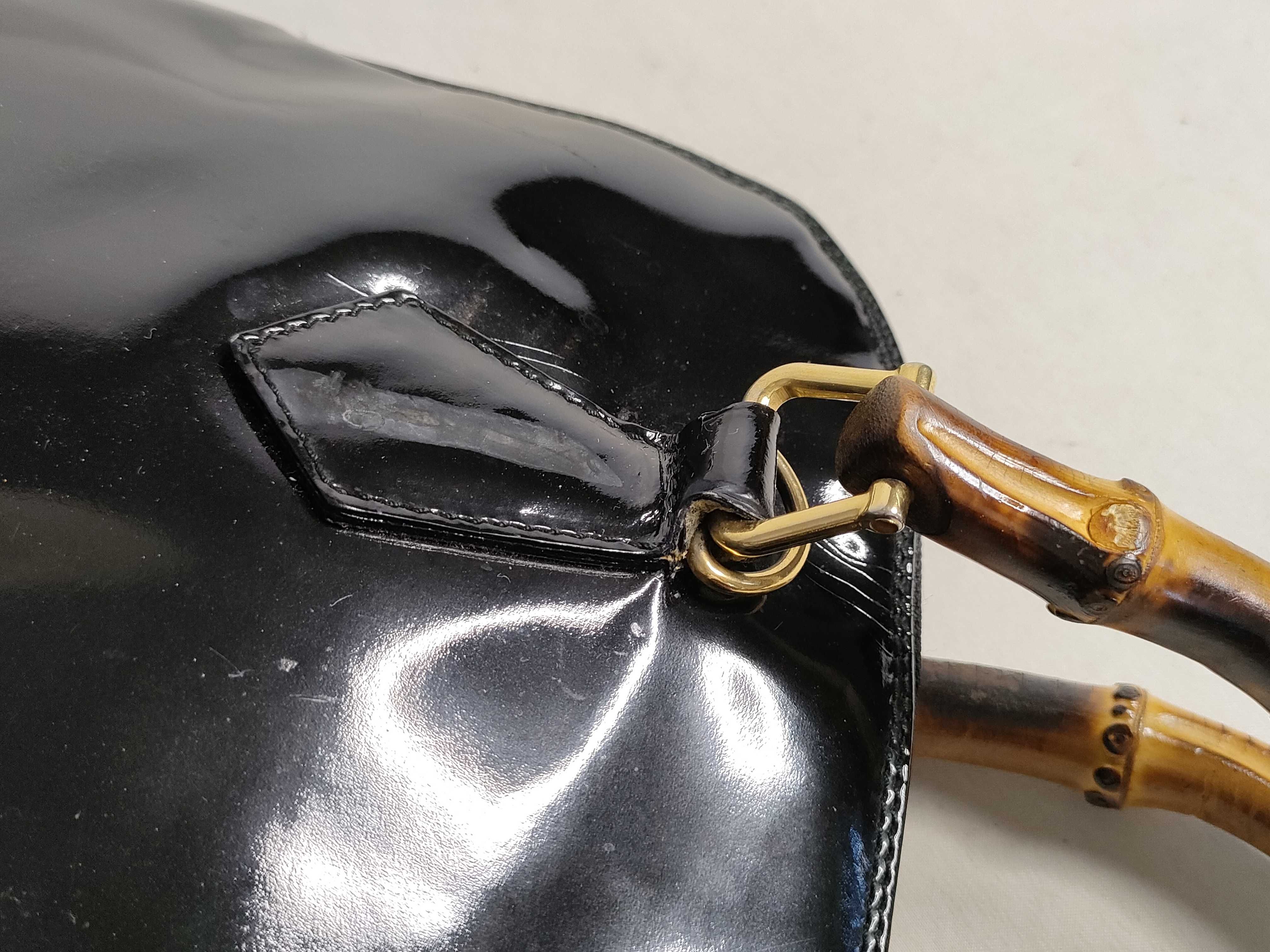 Bamboo Shoulder Bag Handbag Patent Leather Black (000 1186 0289) — view 5