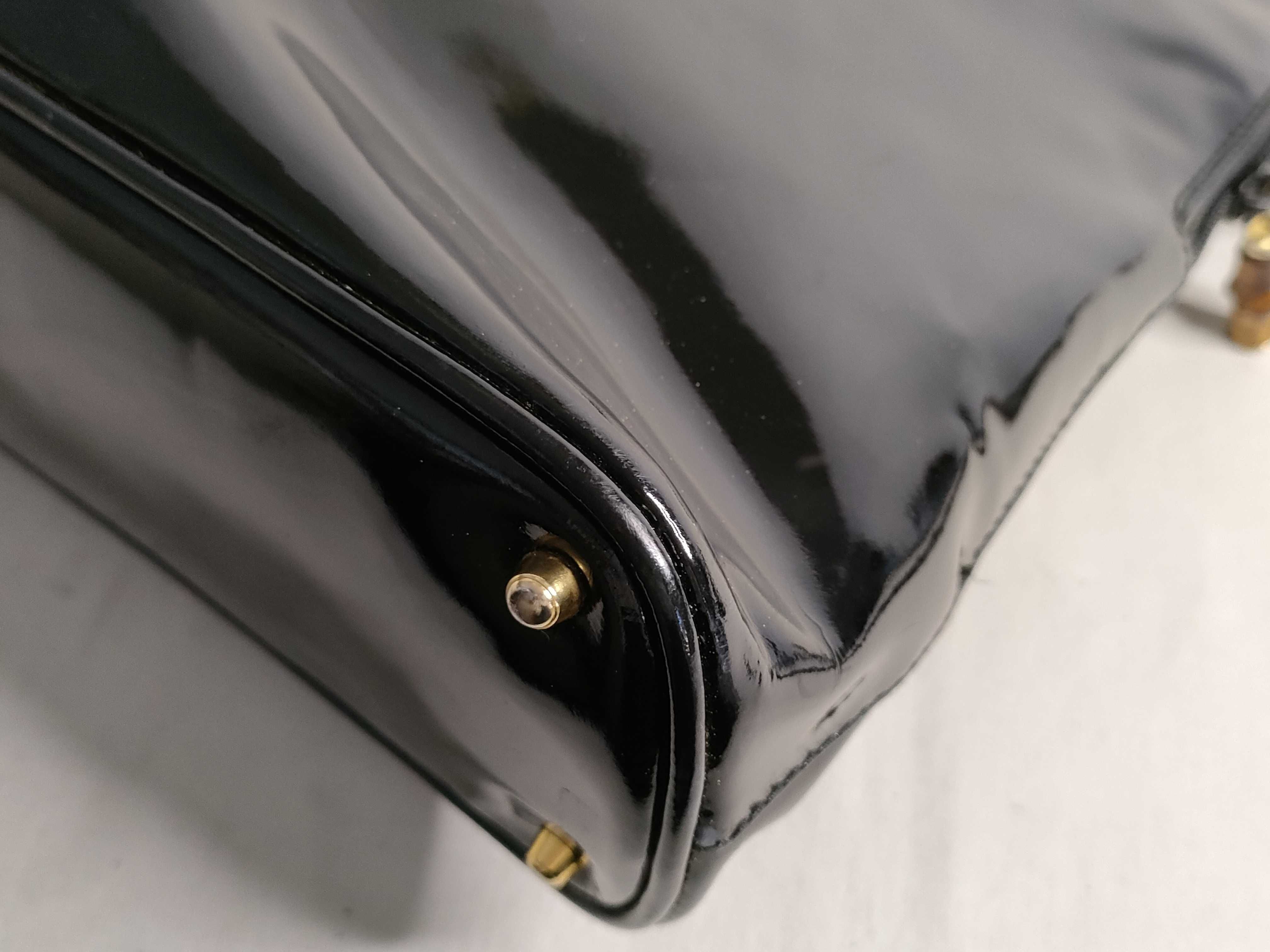 Bamboo Shoulder Bag Handbag Patent Leather Black (000 1186 0289) — view 7