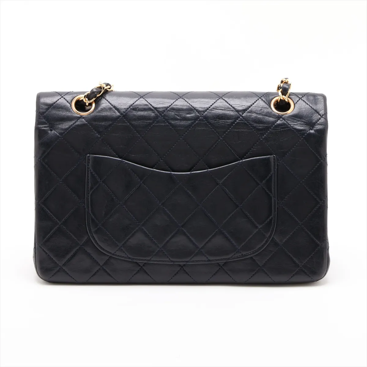 Matelassé 25 Lambskin Double Flap Double Chain Bag, Navy, Gold Hardware, 0590807, Serial Number 0-series, A01112 — view 2