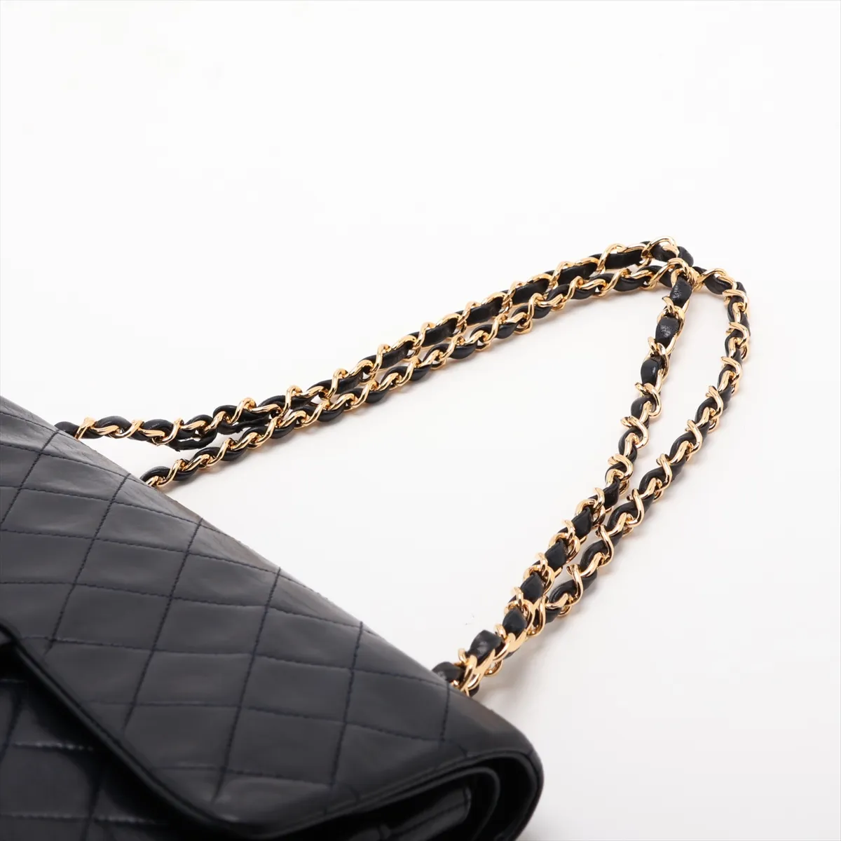 Matelassé 25 Lambskin Double Flap Double Chain Bag, Navy, Gold Hardware, 0590807, Serial Number 0-series, A01112 — view 5