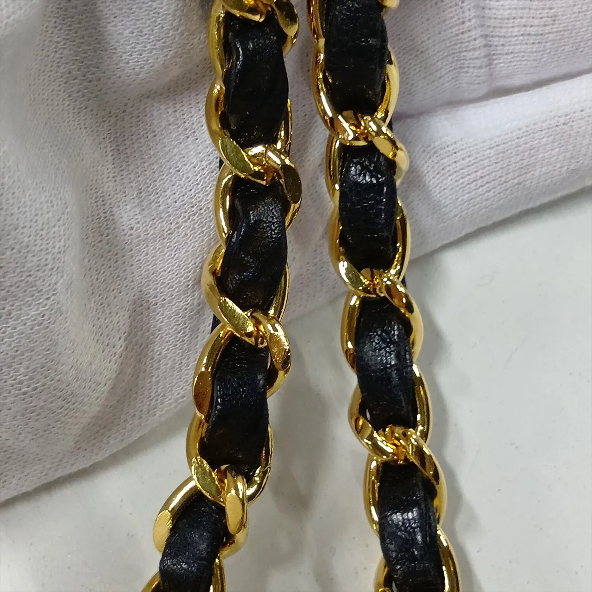 Matelassé 25 Lambskin Double Flap Double Chain Bag, Navy, Gold Hardware, 0590807, Serial Number 0-series, A01112 — view 9