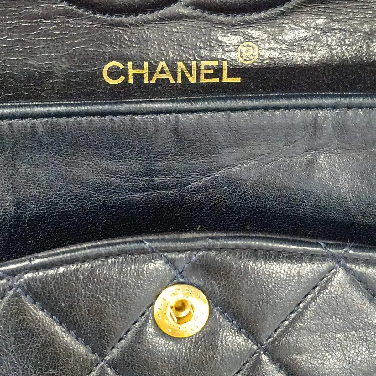 Matelassé 25 Lambskin Double Flap Double Chain Bag, Navy, Gold Hardware, 0590807, Serial Number 0-series, A01112 — view 10