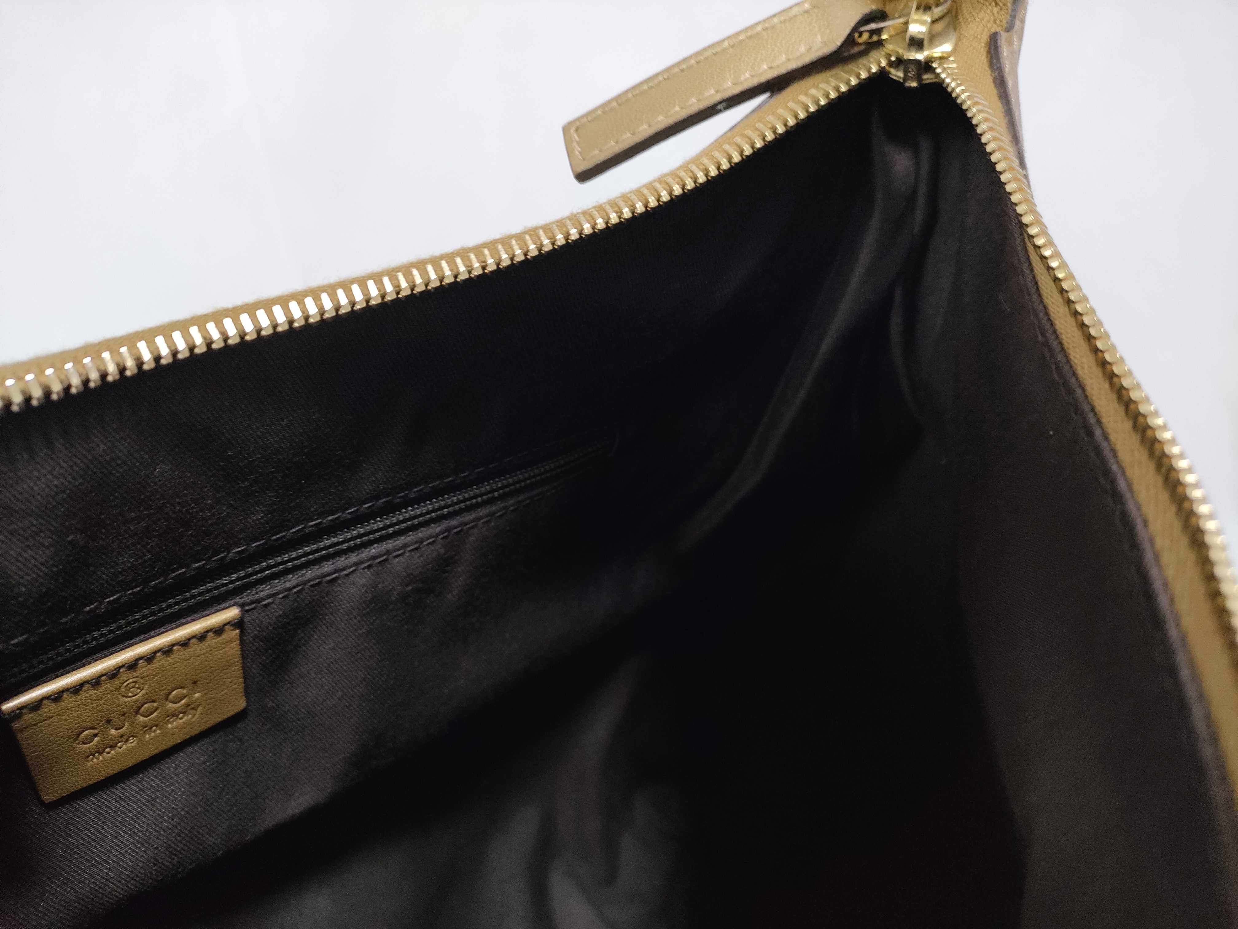 Gold Crystal Leather D-Buckle Wrist Bag (Handbag) — view 12