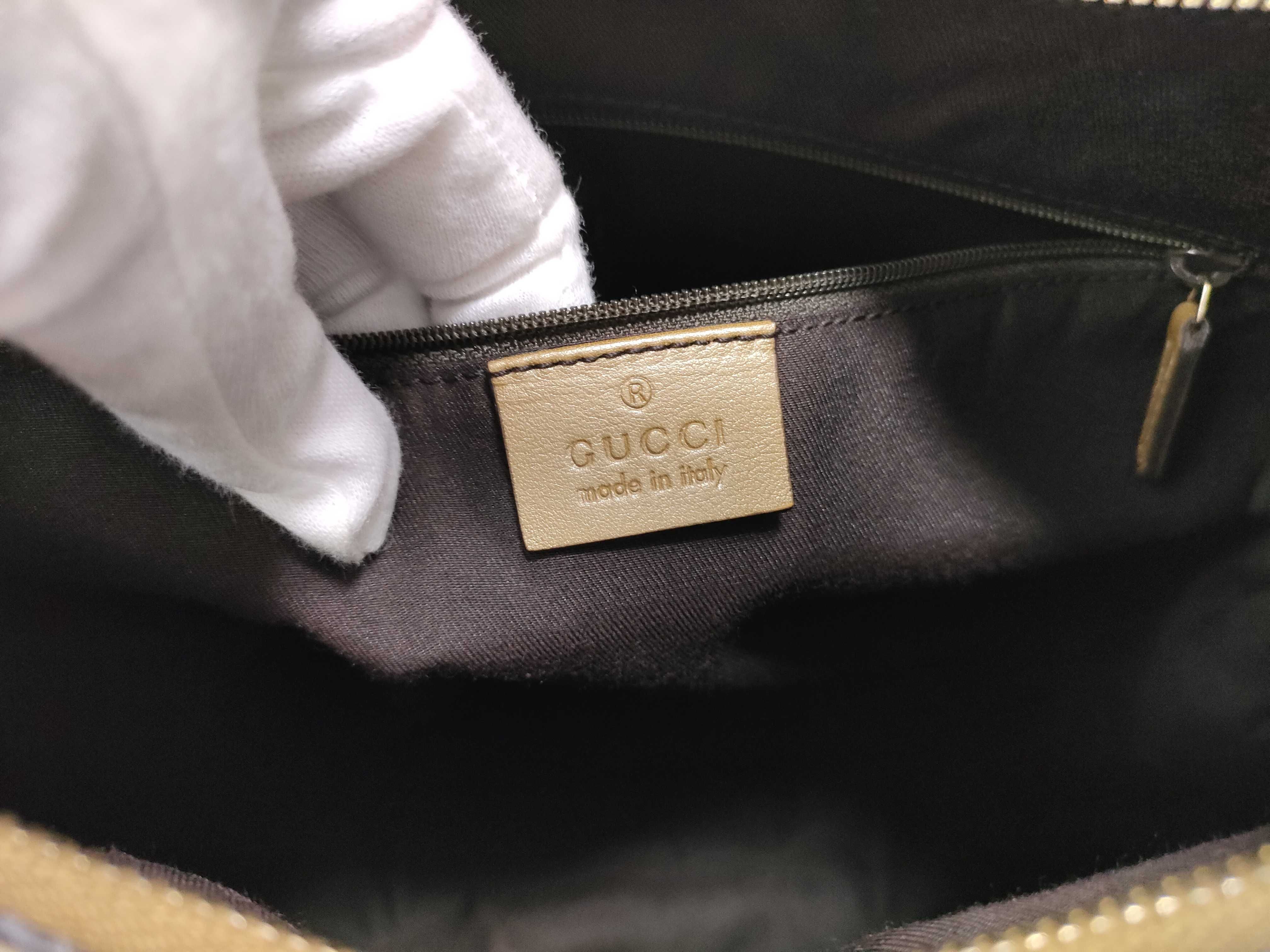 Gold Crystal Leather D-Buckle Wrist Bag (Handbag) — view 14