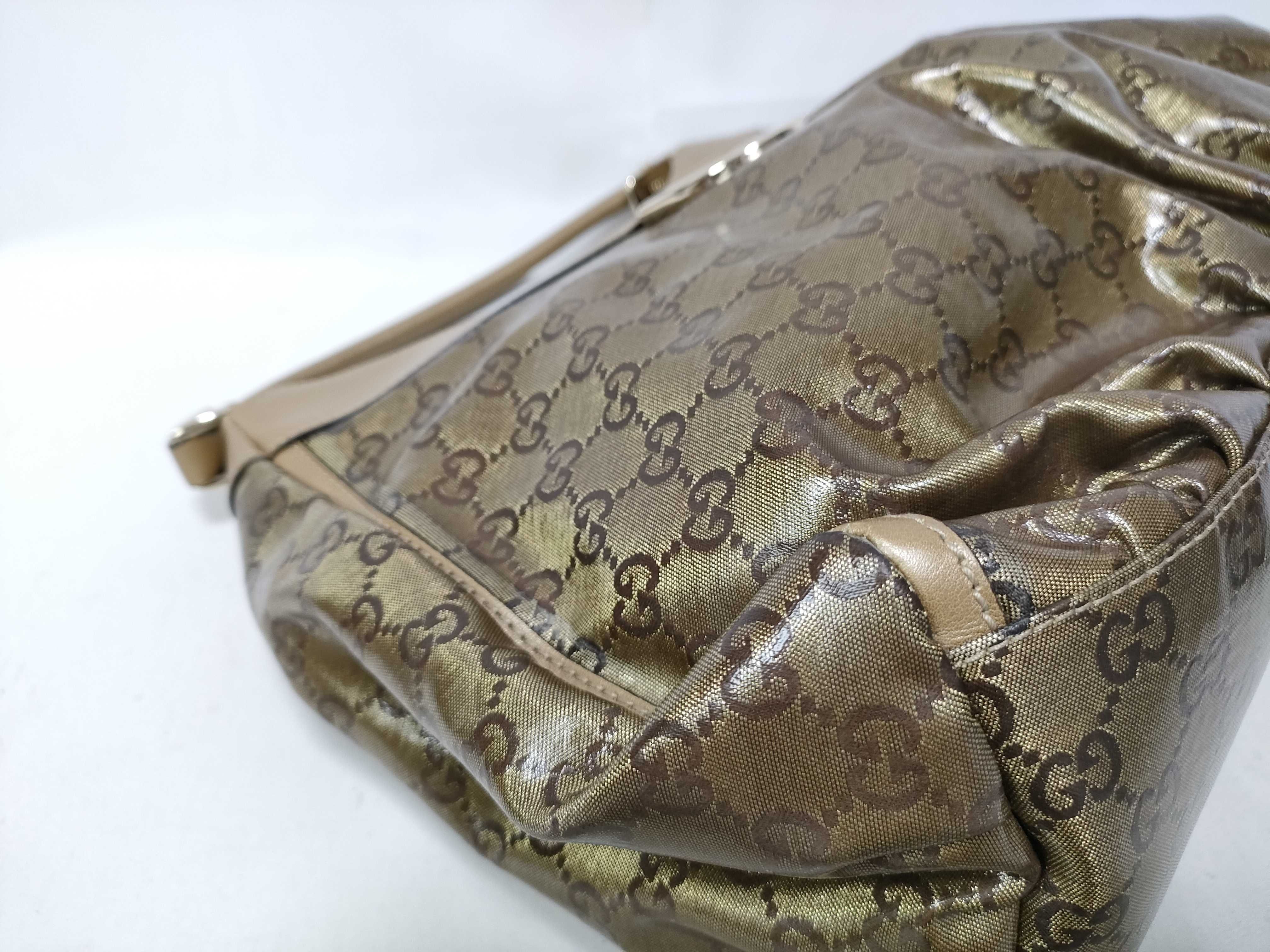 Gold Crystal Leather D-Buckle Wrist Bag (Handbag) — view 5