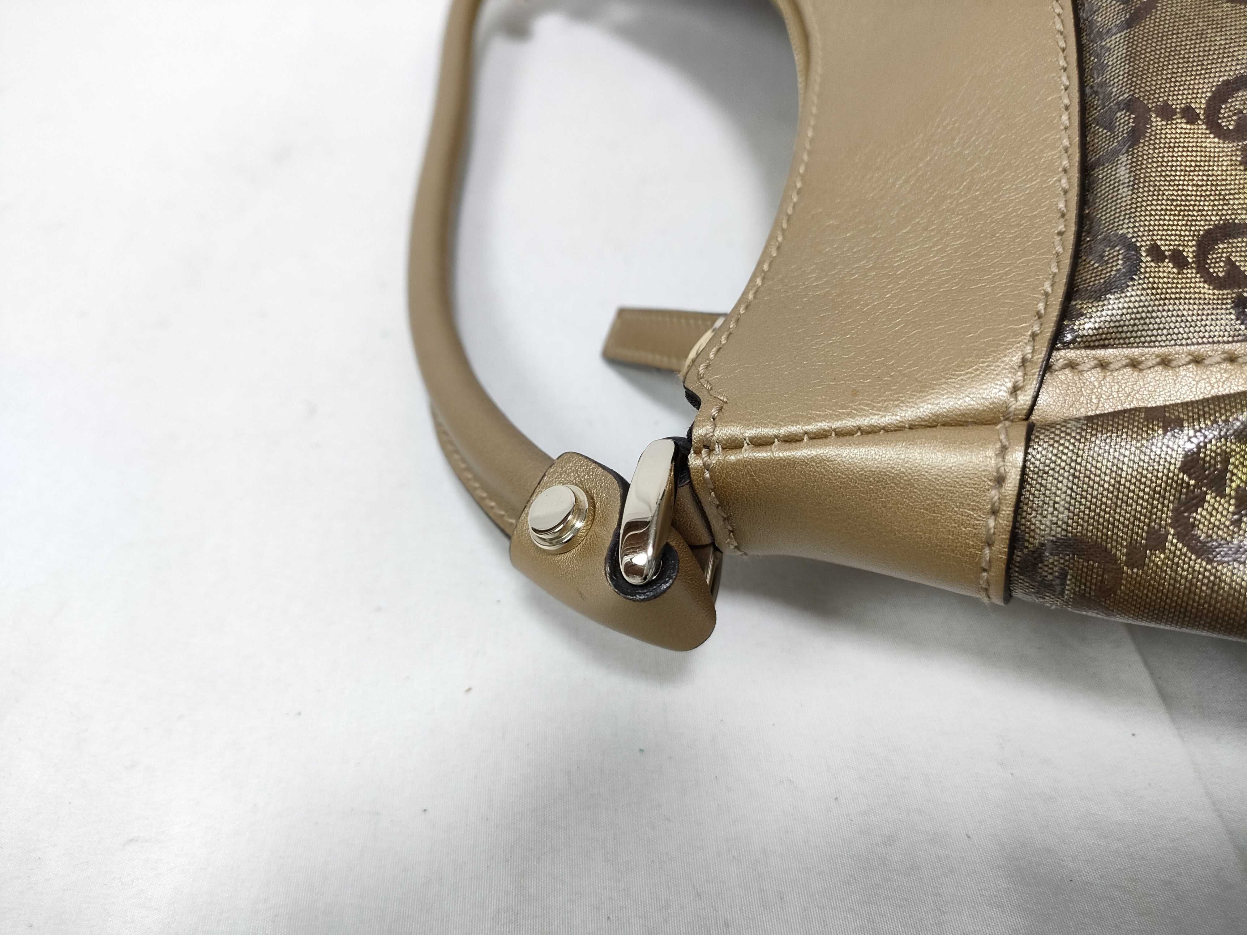 Gold Crystal Leather D-Buckle Wrist Bag (Handbag) — view 6