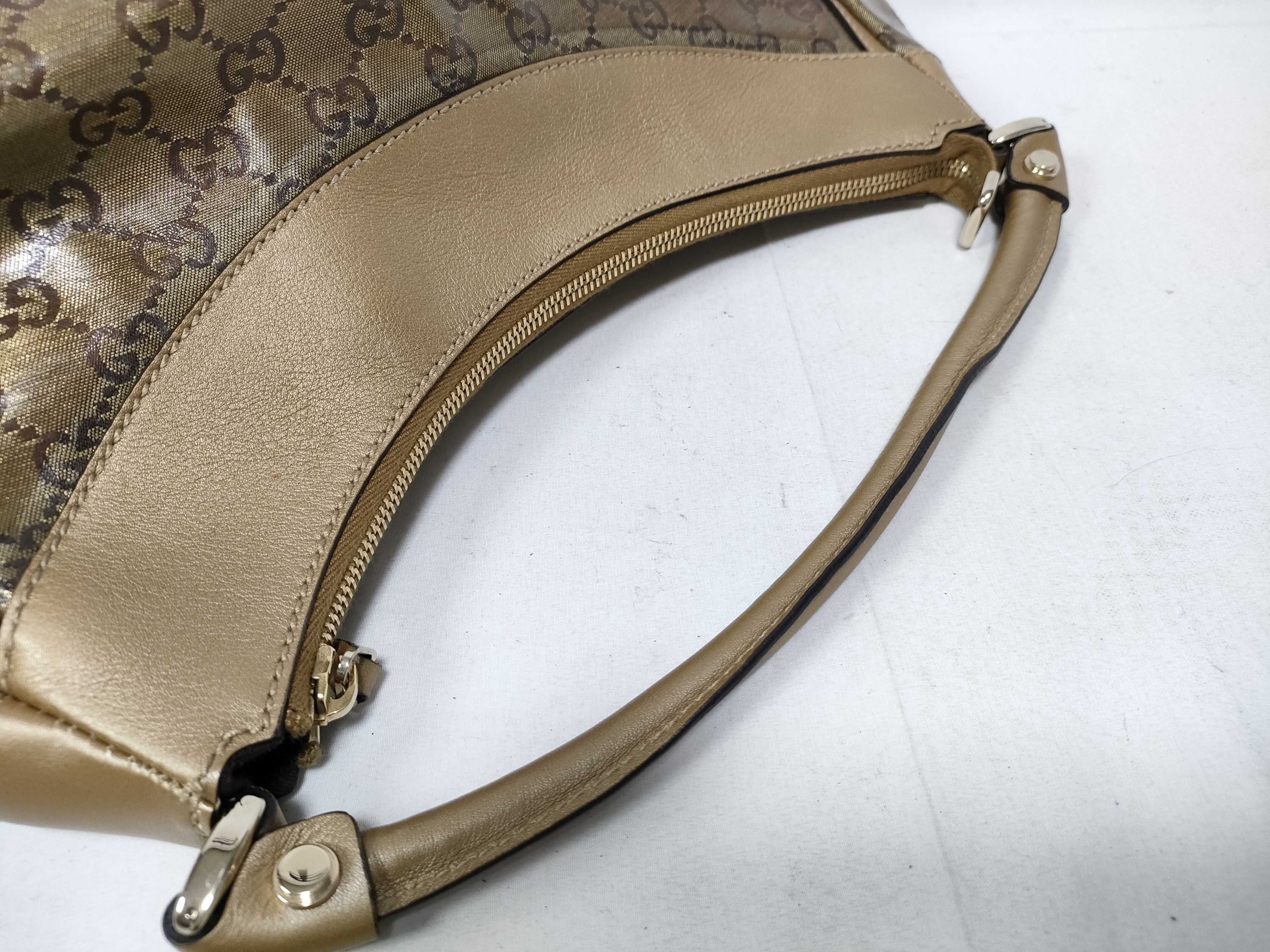 Gold Crystal Leather D-Buckle Wrist Bag (Handbag) — view 8