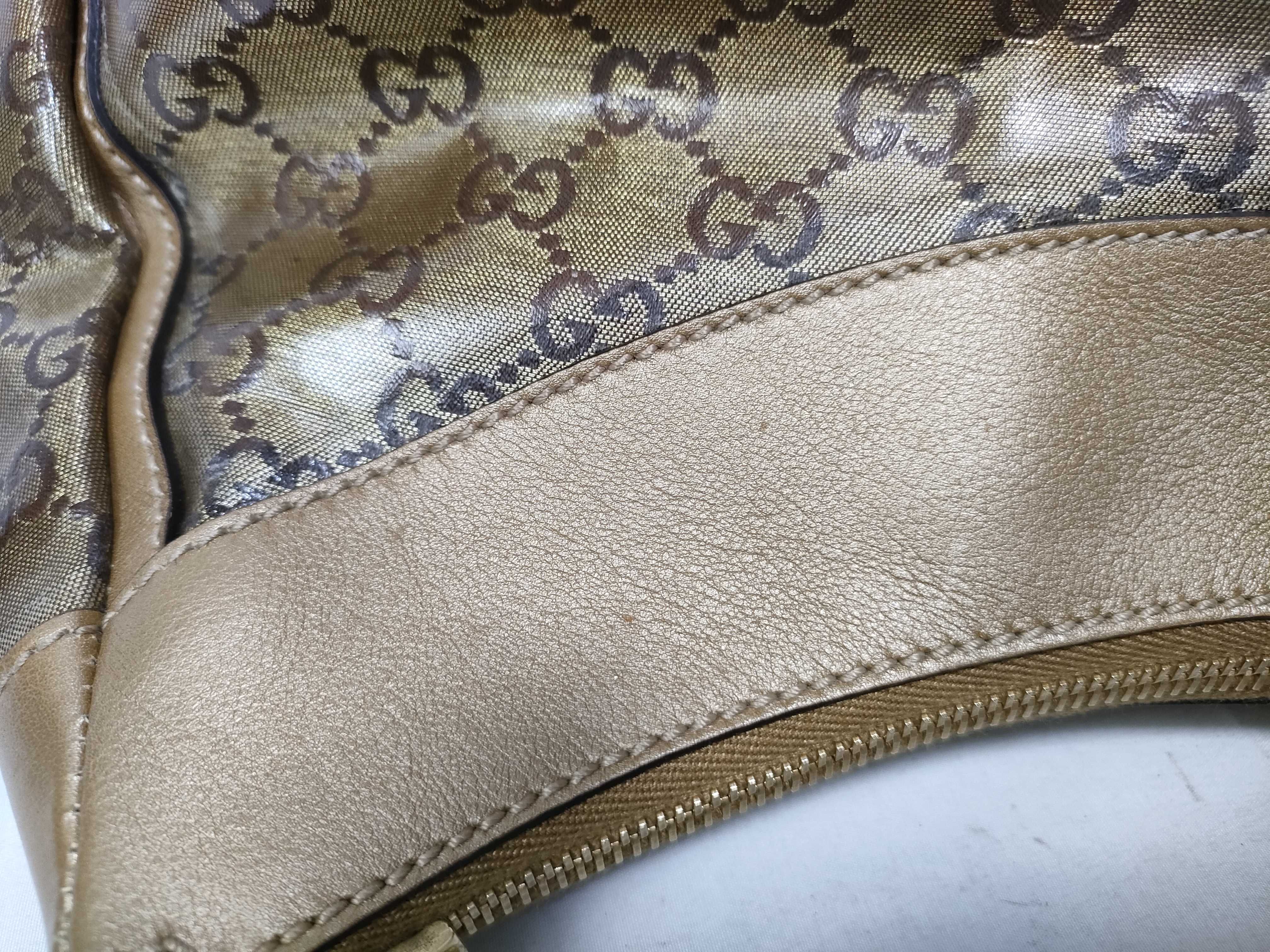 Gold Crystal Leather D-Buckle Wrist Bag (Handbag) — view 9