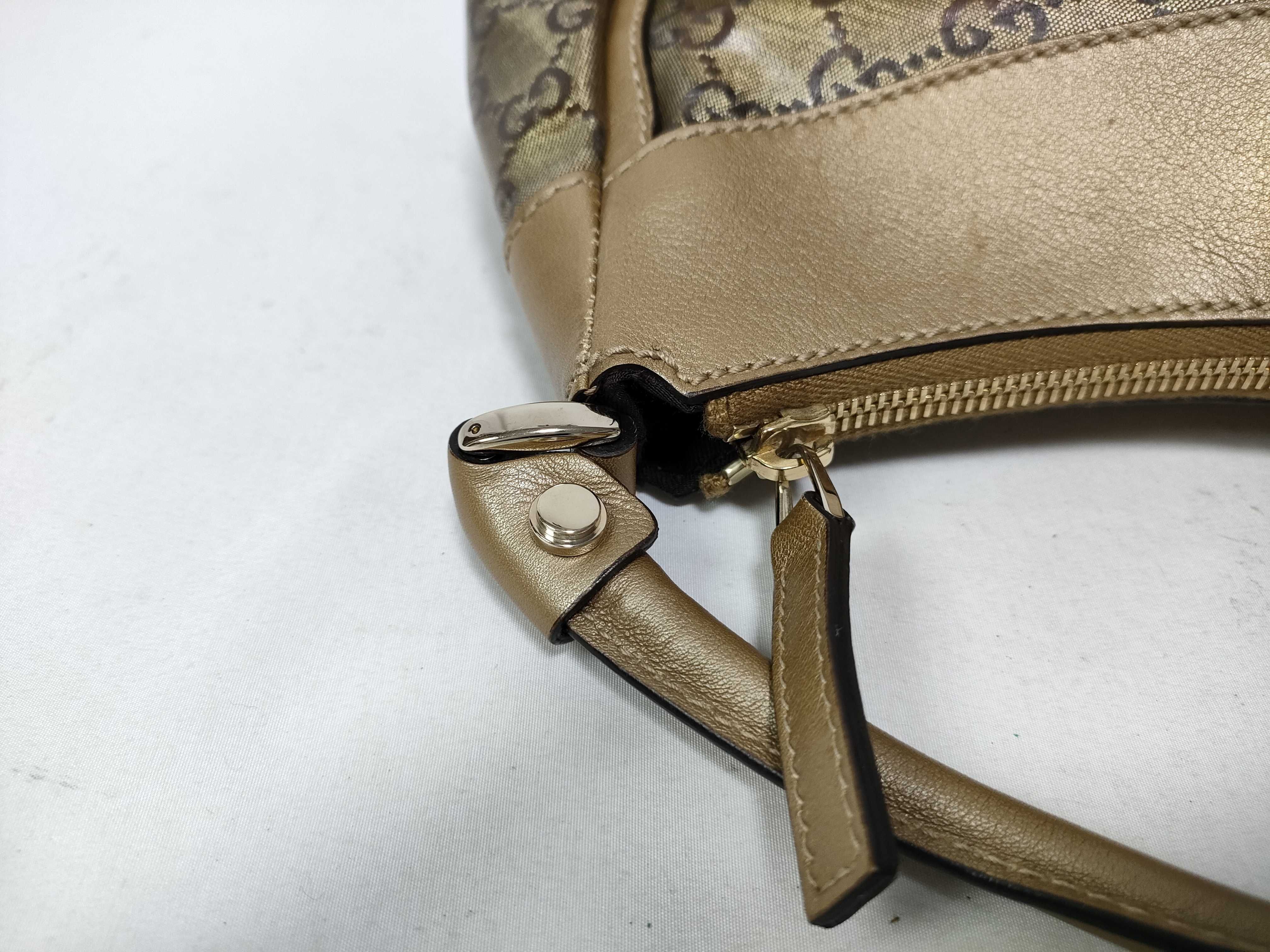 Gold Crystal Leather D-Buckle Wrist Bag (Handbag) — view 10