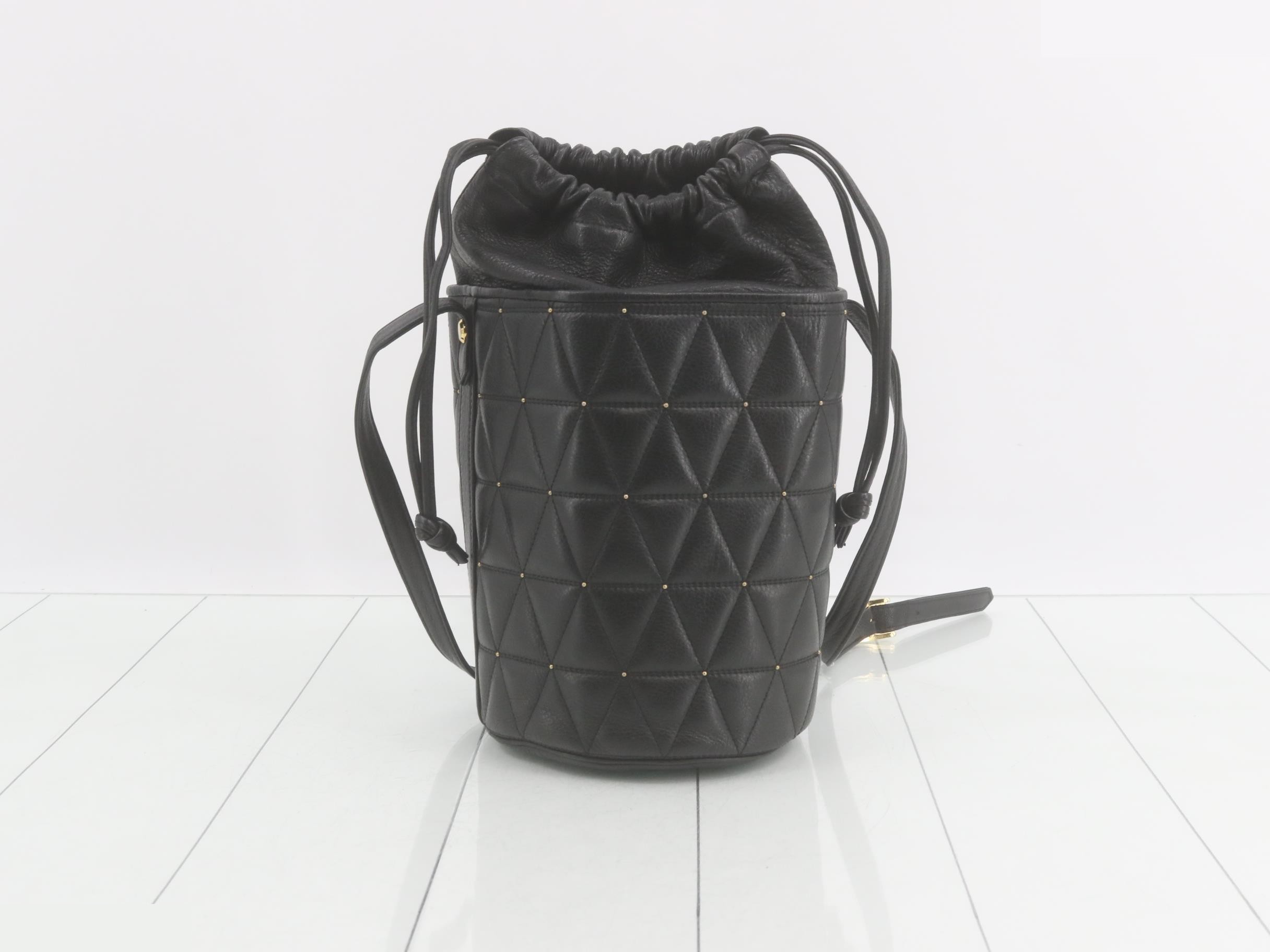 Leather Drawstring Studded Shoulder Bag — view 2