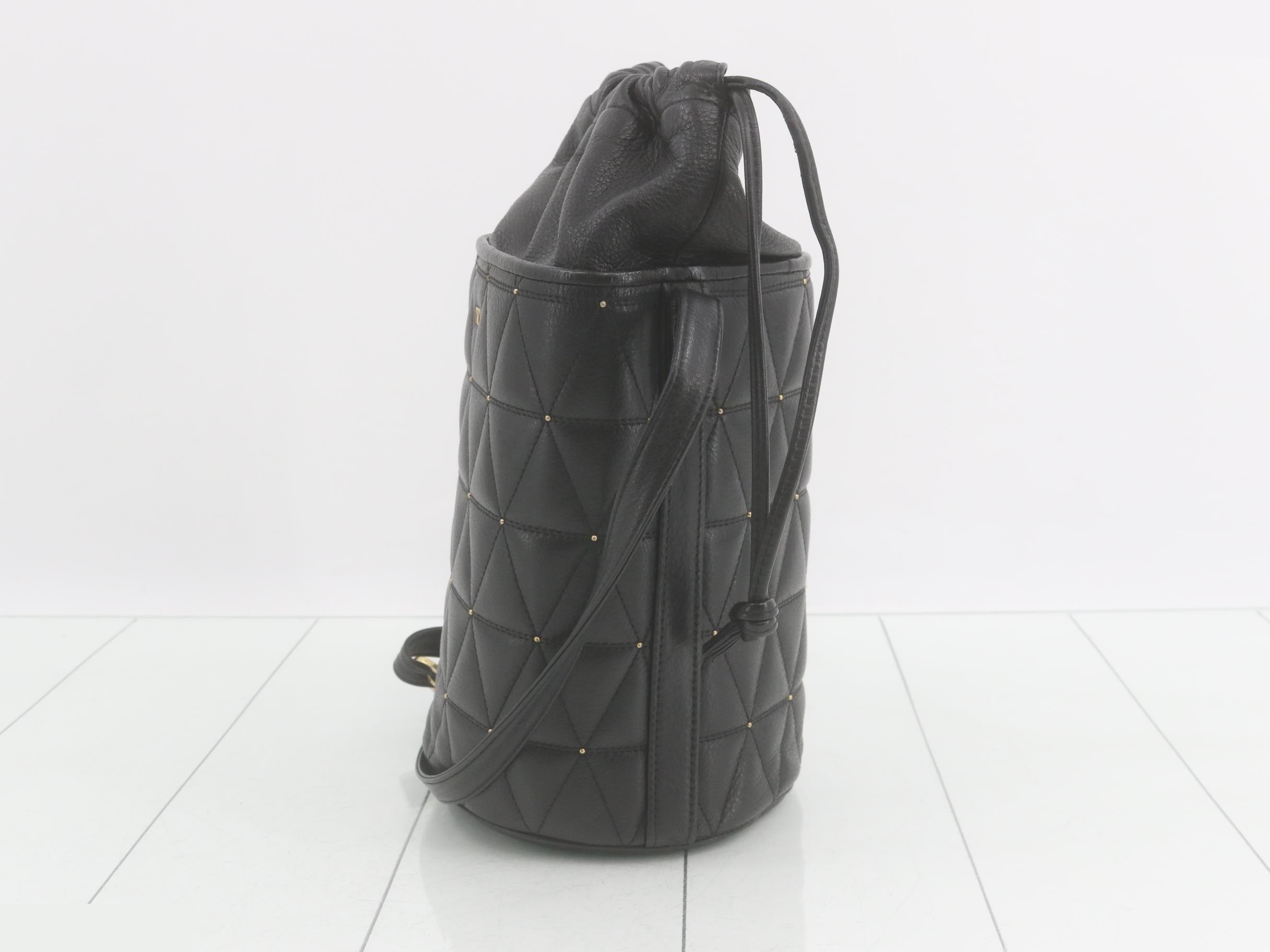 Leather Drawstring Studded Shoulder Bag — view 3