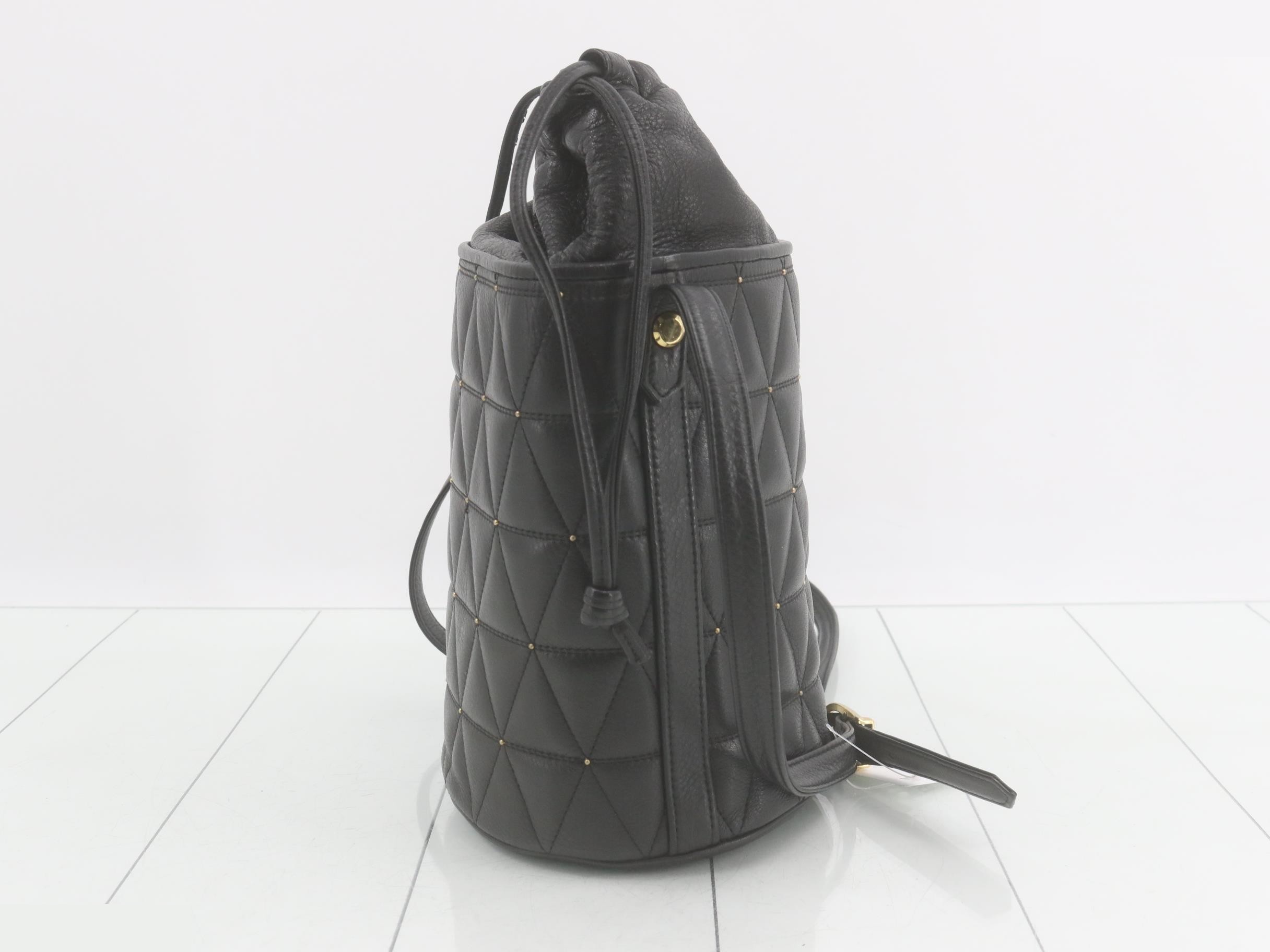 Leather Drawstring Studded Shoulder Bag — view 4