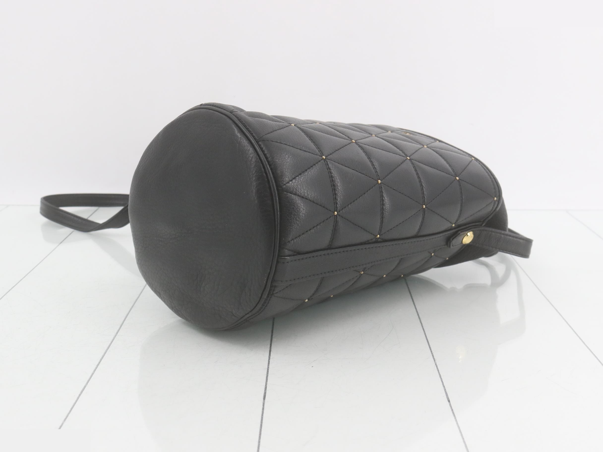 Leather Drawstring Studded Shoulder Bag — view 6