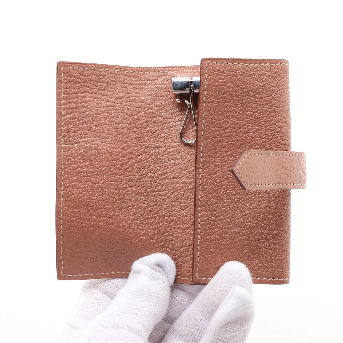 Bearn Chevre Mysore Key Case, Brown, Silver Hardware, Year: 2020 — view 3