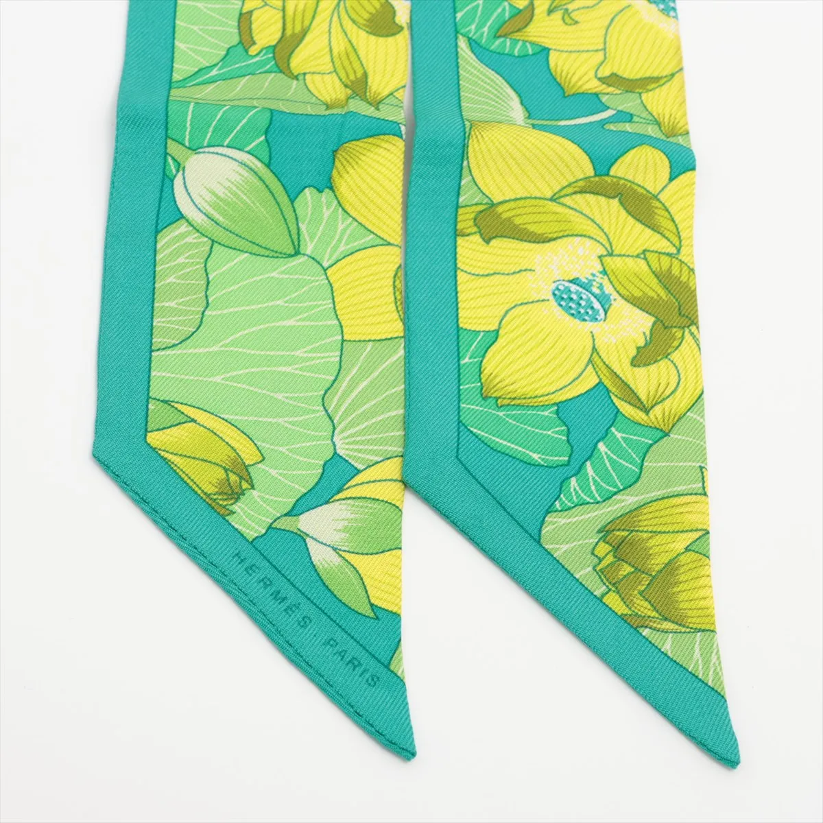 Twilly FLEURS DE LOTUS Flower Scarf Silk Green — view 2