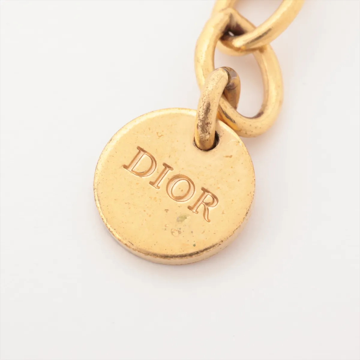 Petit CD bracelet, gold-plated with rhinestones and faux pearls. Shows signs of wear, including — view 5