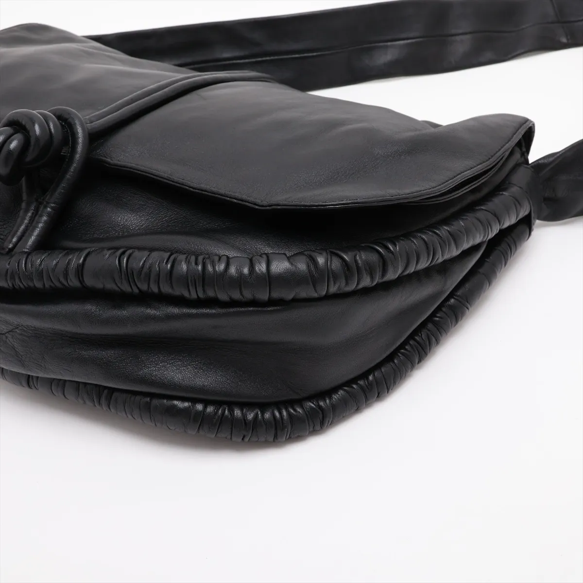 Anagram Leather Shoulder Bag, Black — view 3