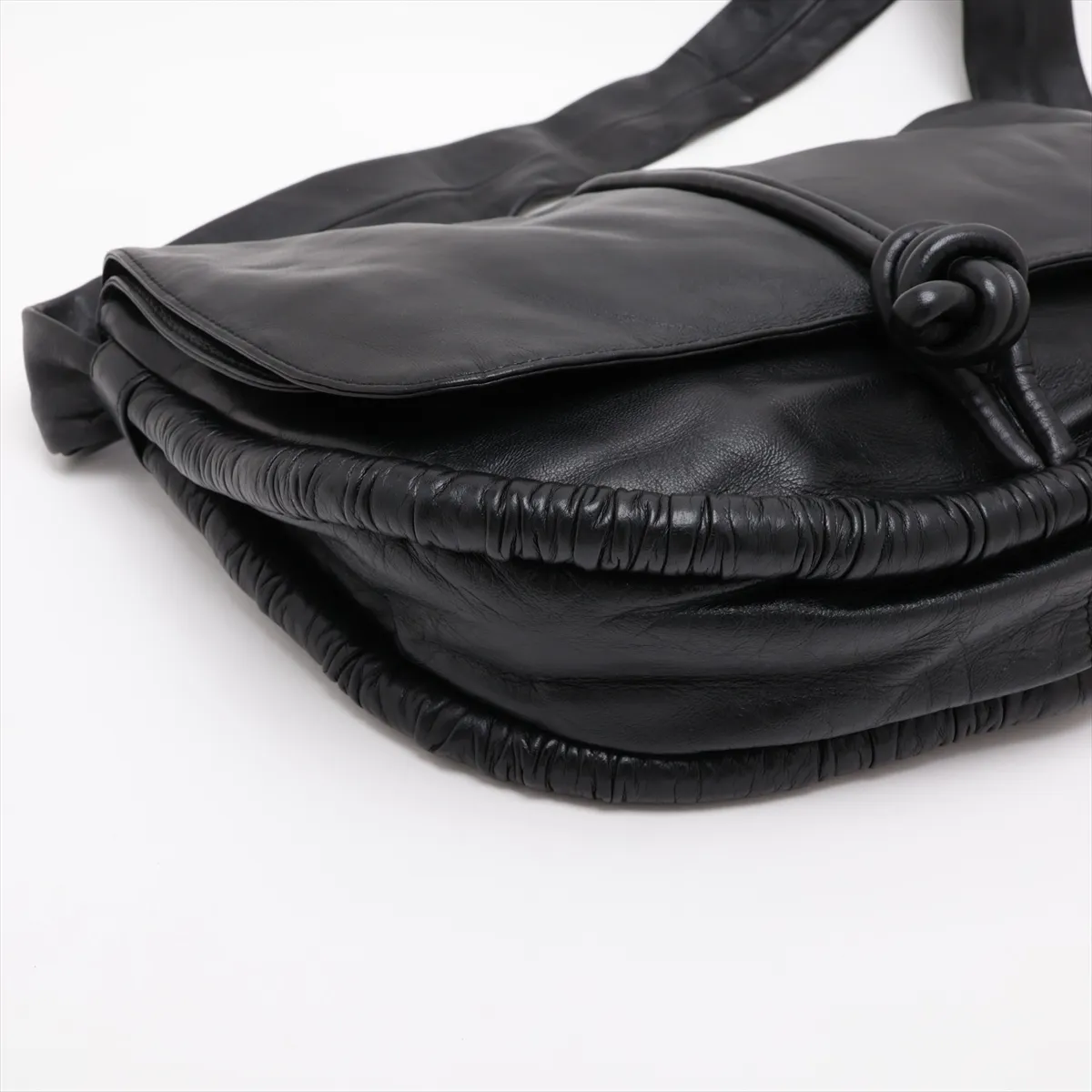 Anagram Leather Shoulder Bag, Black — view 4