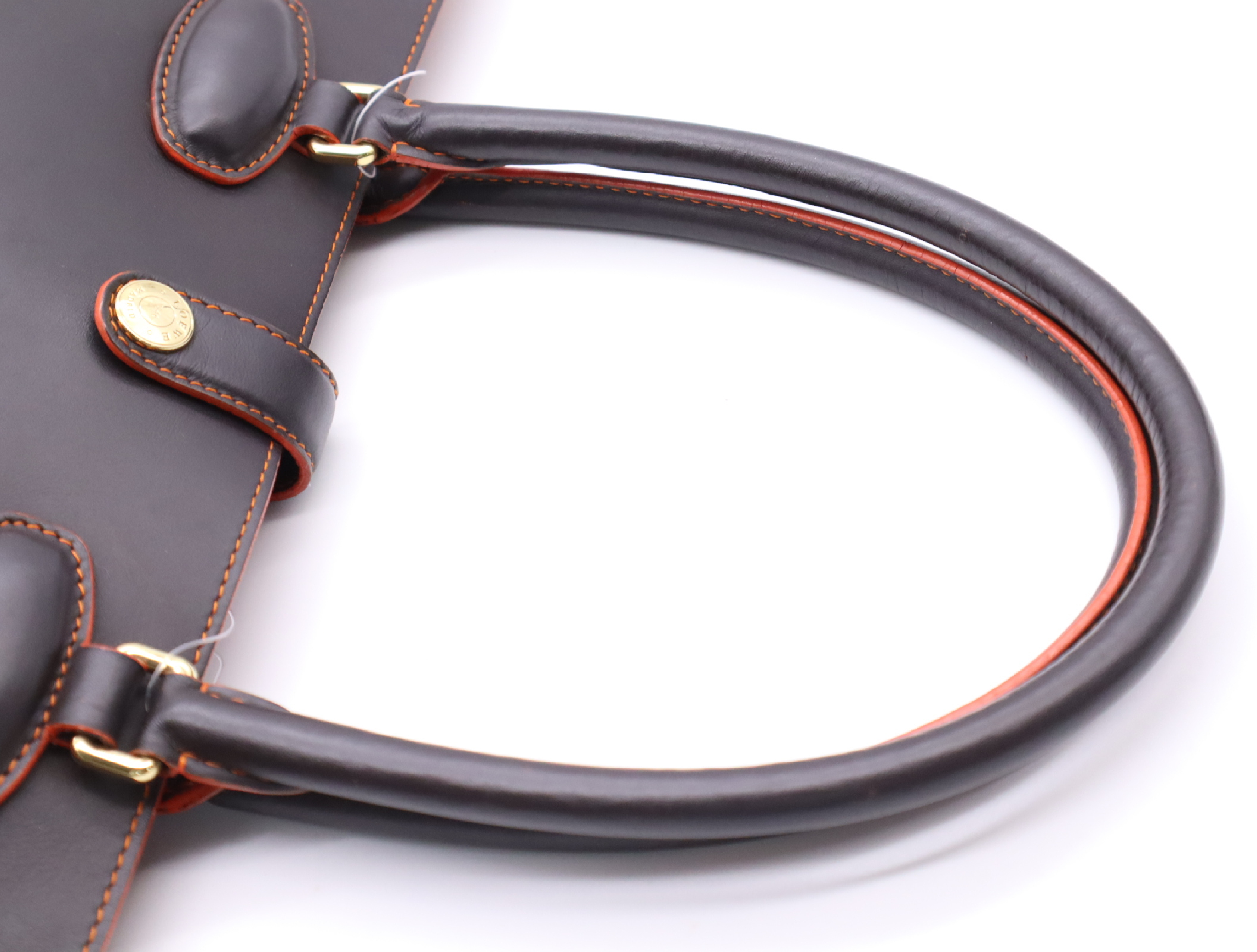 364.71.G60 Leather Leo Tote Bag, Brown/Orange, Gold Hardware, with Pouch. — view 12