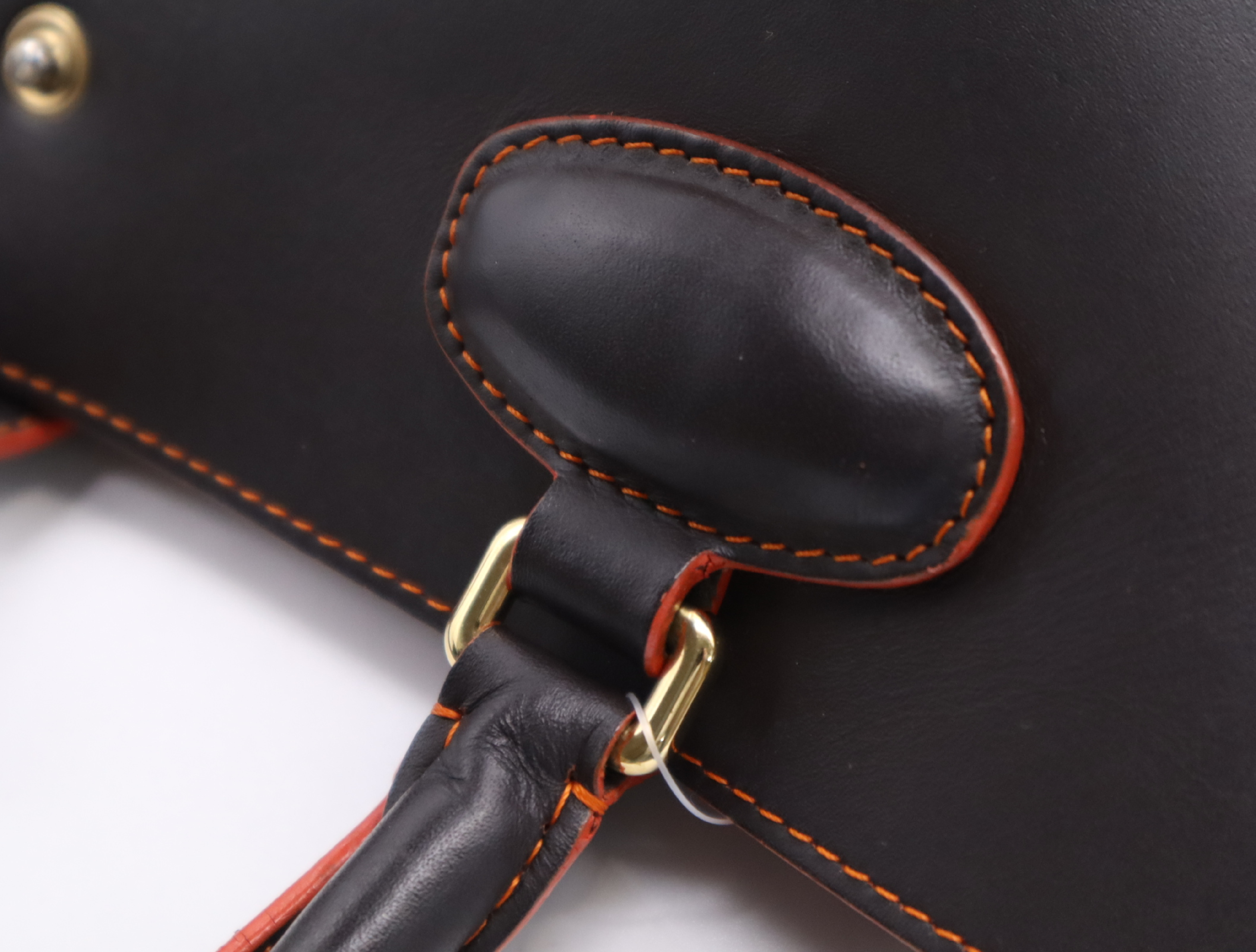 364.71.G60 Leather Leo Tote Bag, Brown/Orange, Gold Hardware, with Pouch. — view 10