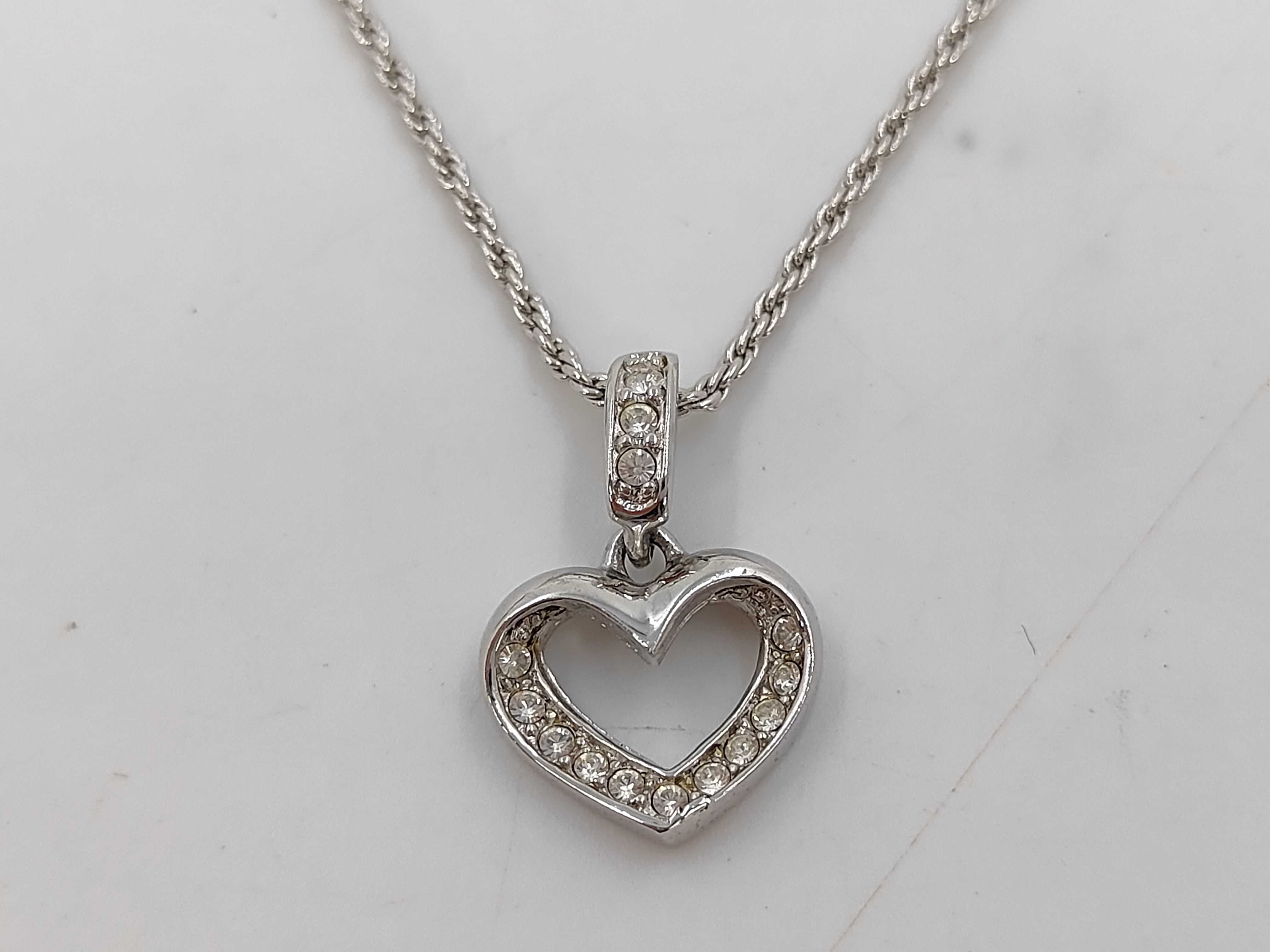 Heart Rhinestone Silver Necklace