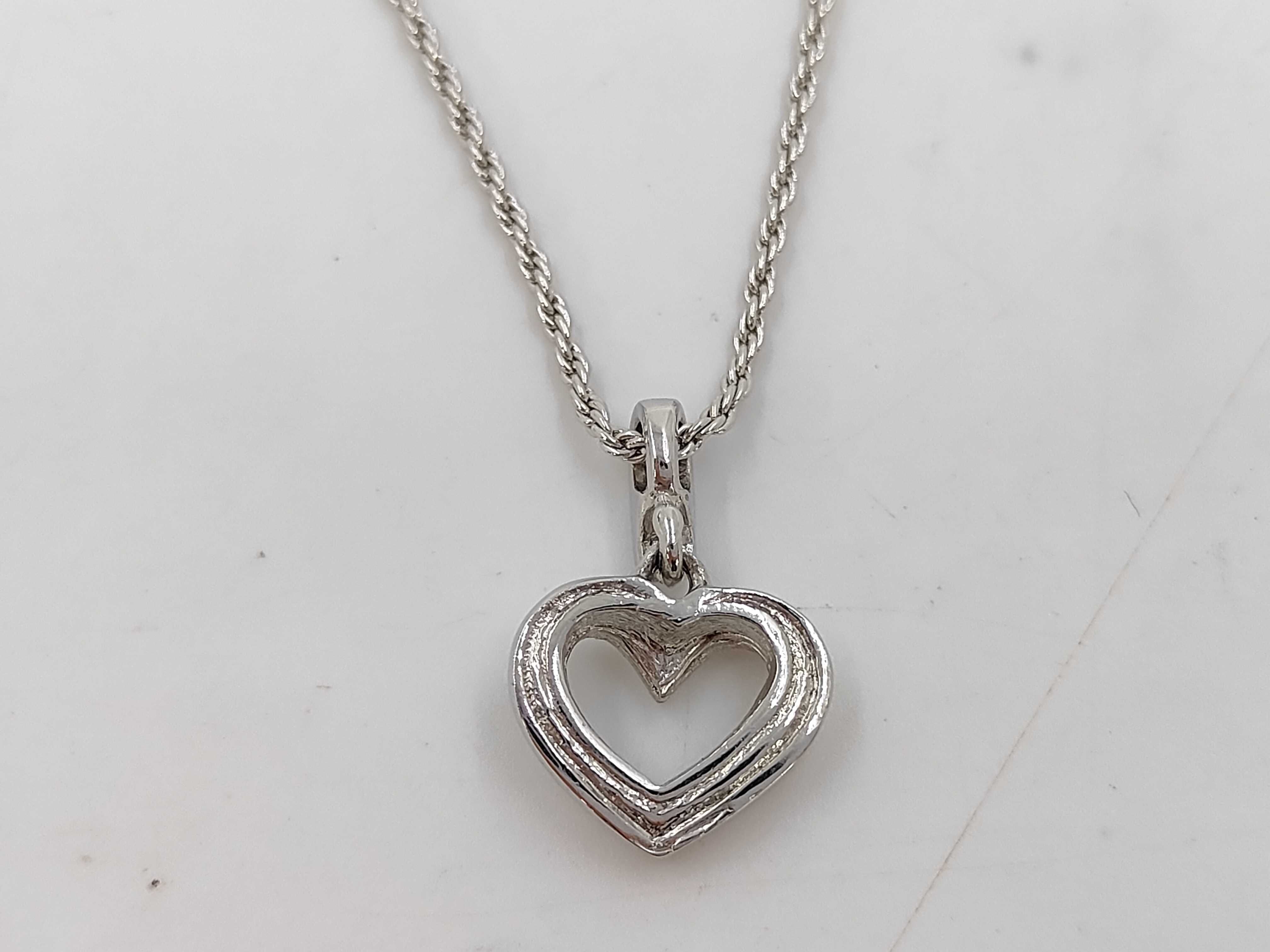 Heart Rhinestone Silver Necklace — view 2