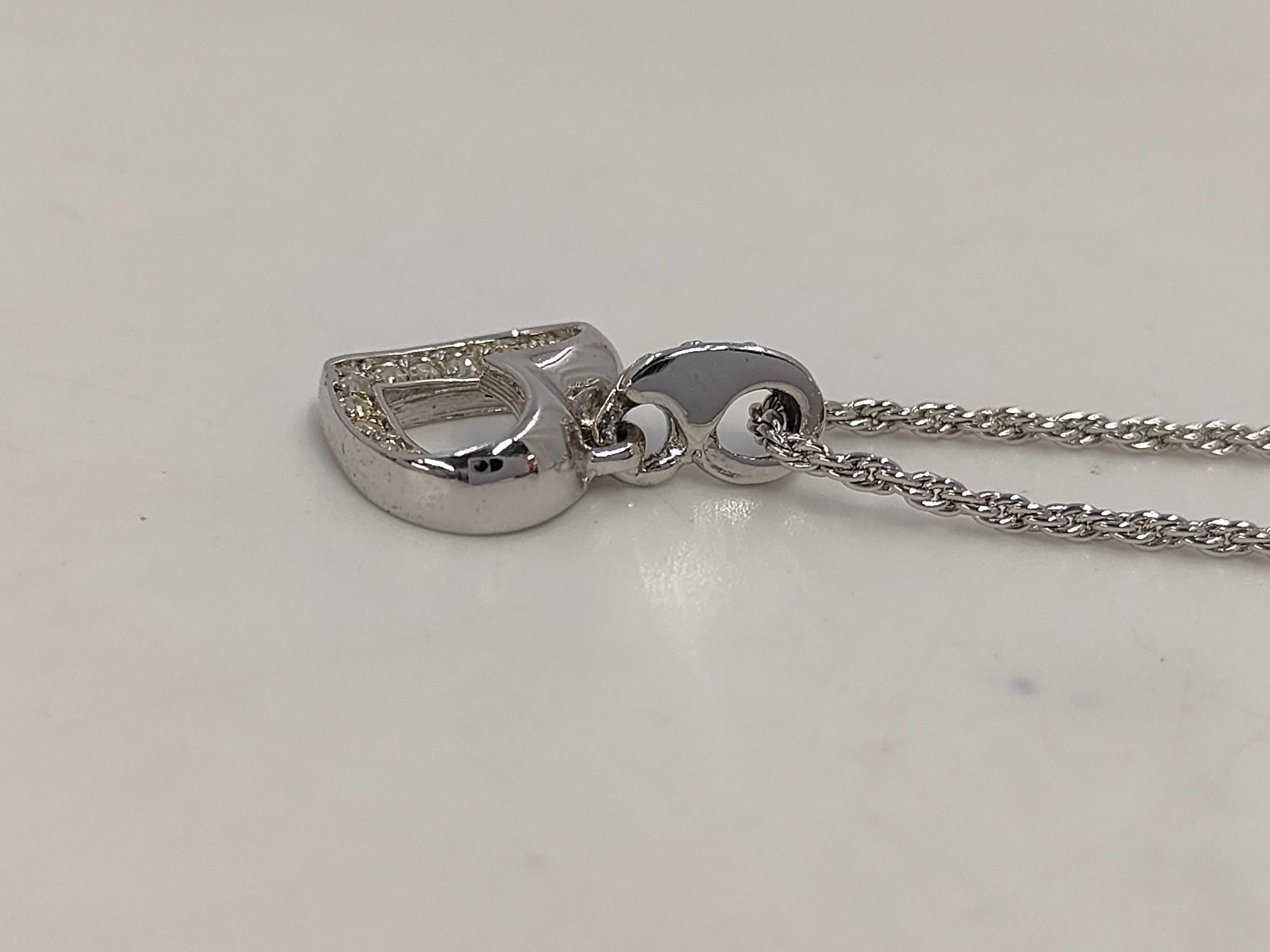 Heart Rhinestone Silver Necklace — view 4