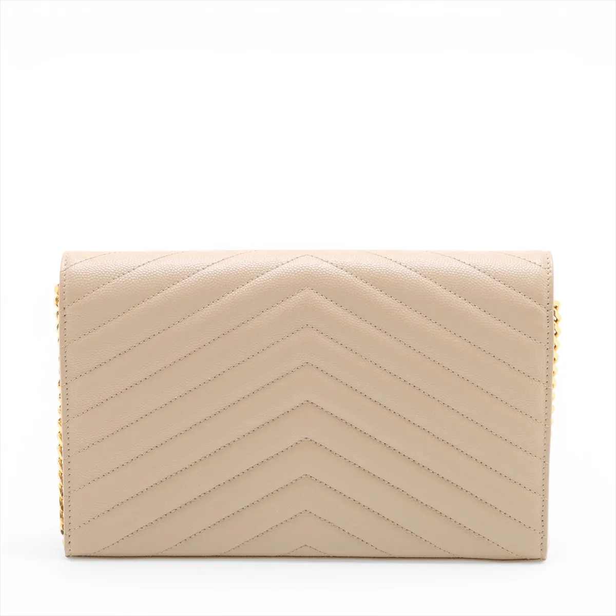 Cassandra Leather Chain Wallet, Beige, 377828 — view 2