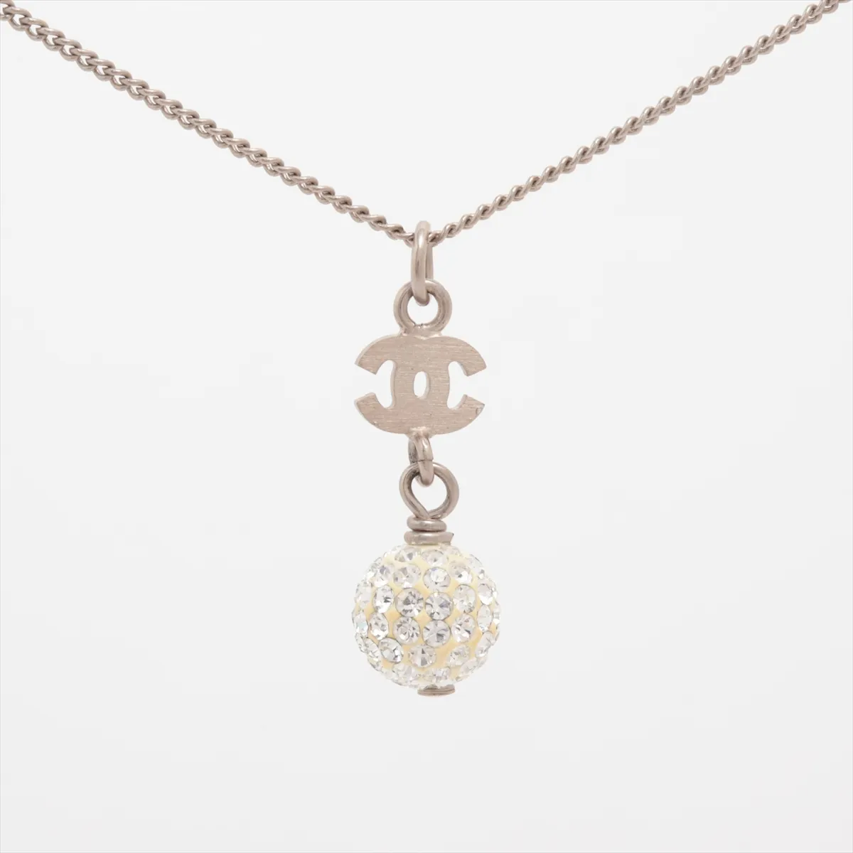 Coco Mark B12C Necklace, Metal x Rhinestone, Silver, — view 2
