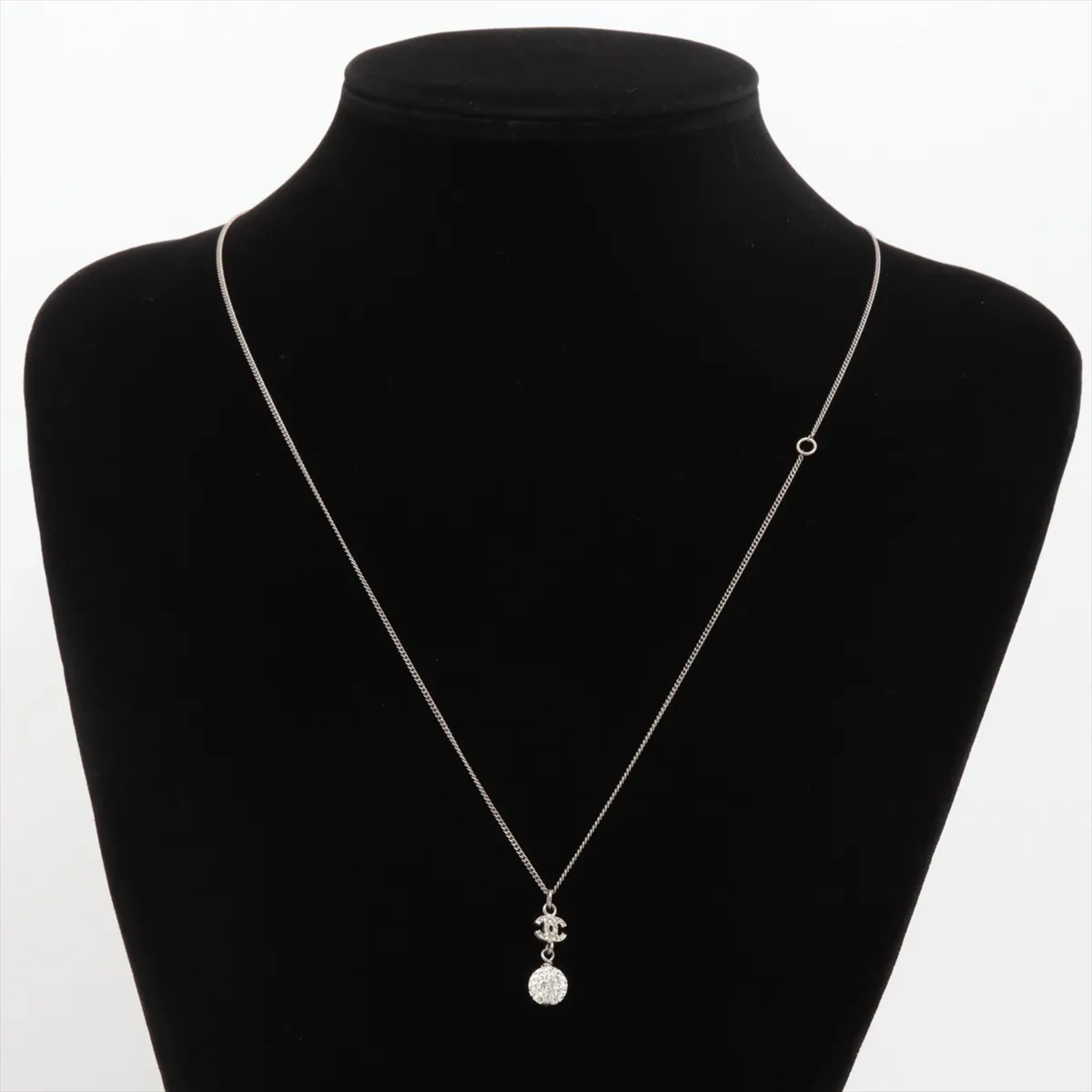 Coco Mark B12C Necklace, Metal x Rhinestone, Silver, — view 5